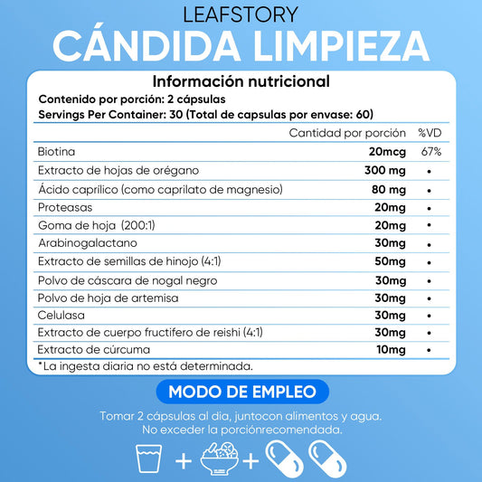 LEAFSTORY Candida Intestinal Health Enhancer for Hair, Nails, and Skin