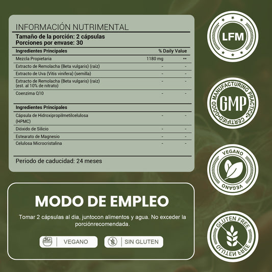 LeafStory Blood Pressure Support, 3-in-1 Beet + CoQ10 + Grape Seed Extract, Beet Root Capsules Support Healthy Blood Circulation & Healthy Heart Energy, 60 Count