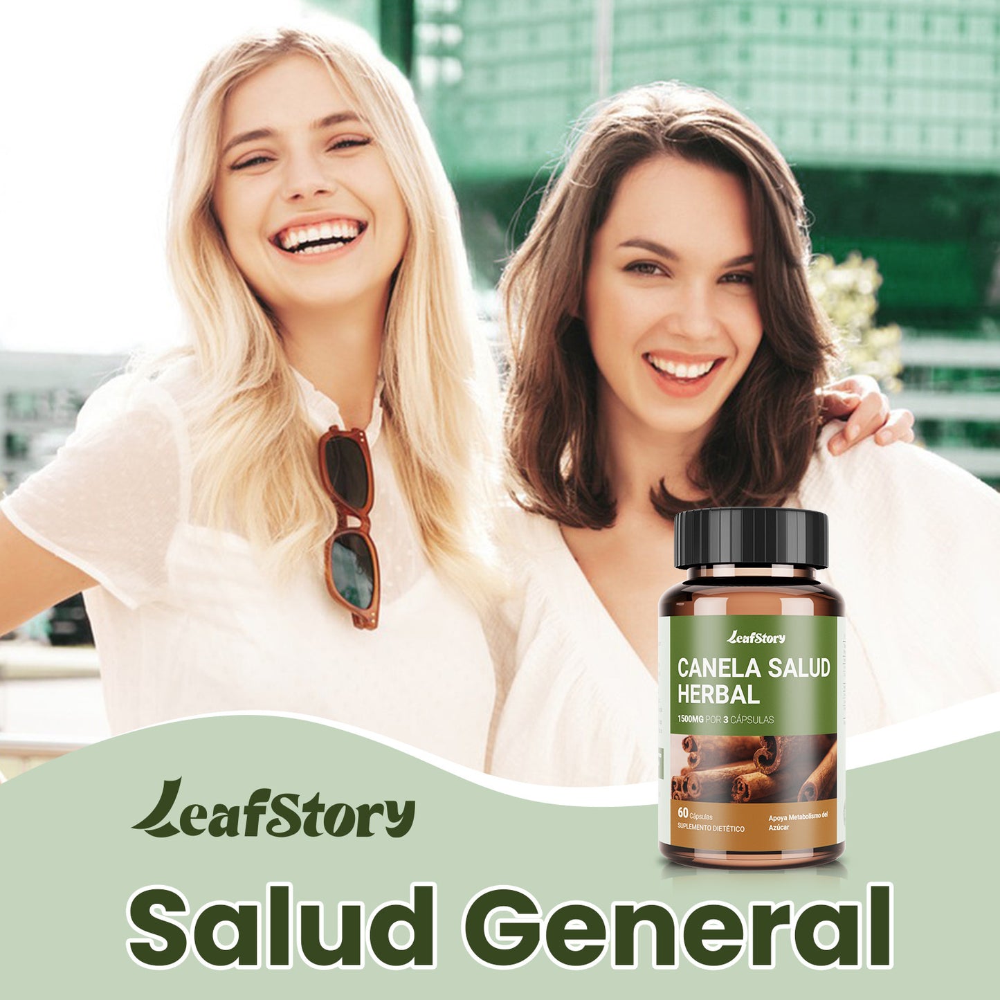 Leafstory Cinnamon Capsules, Herbal Supplement, Promotes Sugar Metabolism, 1500 mg, 60 Capsules