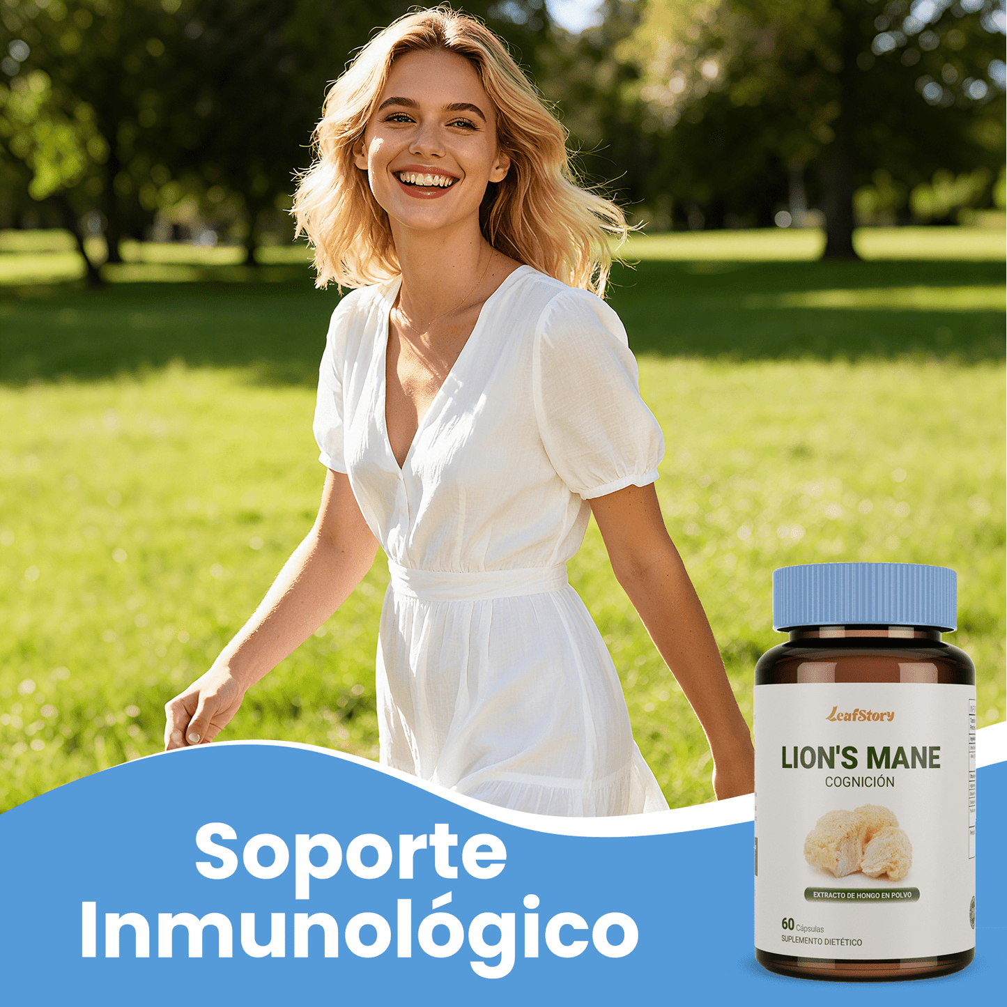 LeafStory Lion's Mane Mushroom for Cognition (60 Capsules) Lion's Mane Mushroom Extract Capsules Powder | Brain Supplement, Brain Vitamins, Focus Supplement