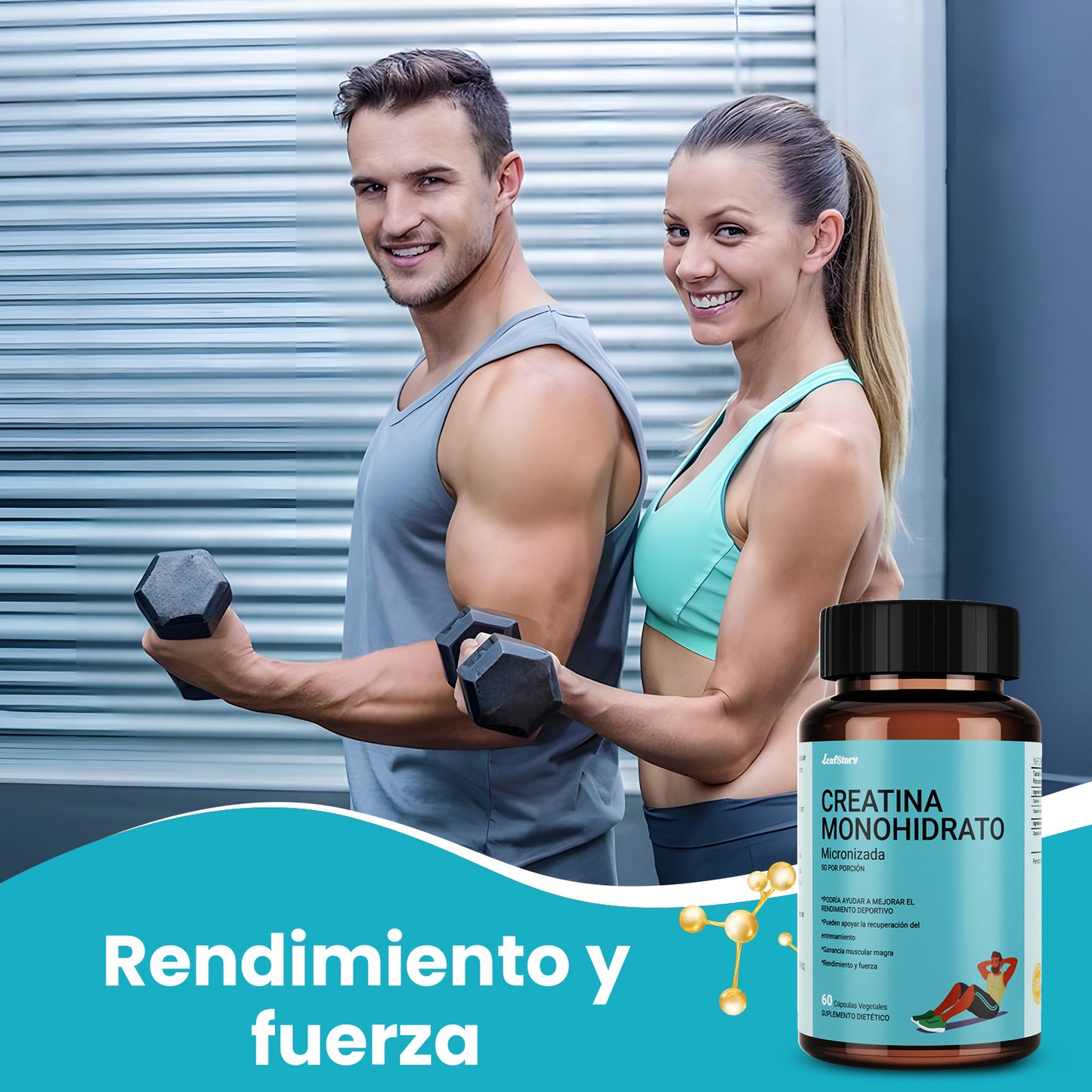 LeafStory Creatine Monohydrate Capsules: May support post-workout recovery, lean muscle mass gains, performance, and strength. Vegan certified. 5g per serving. 60 servings.