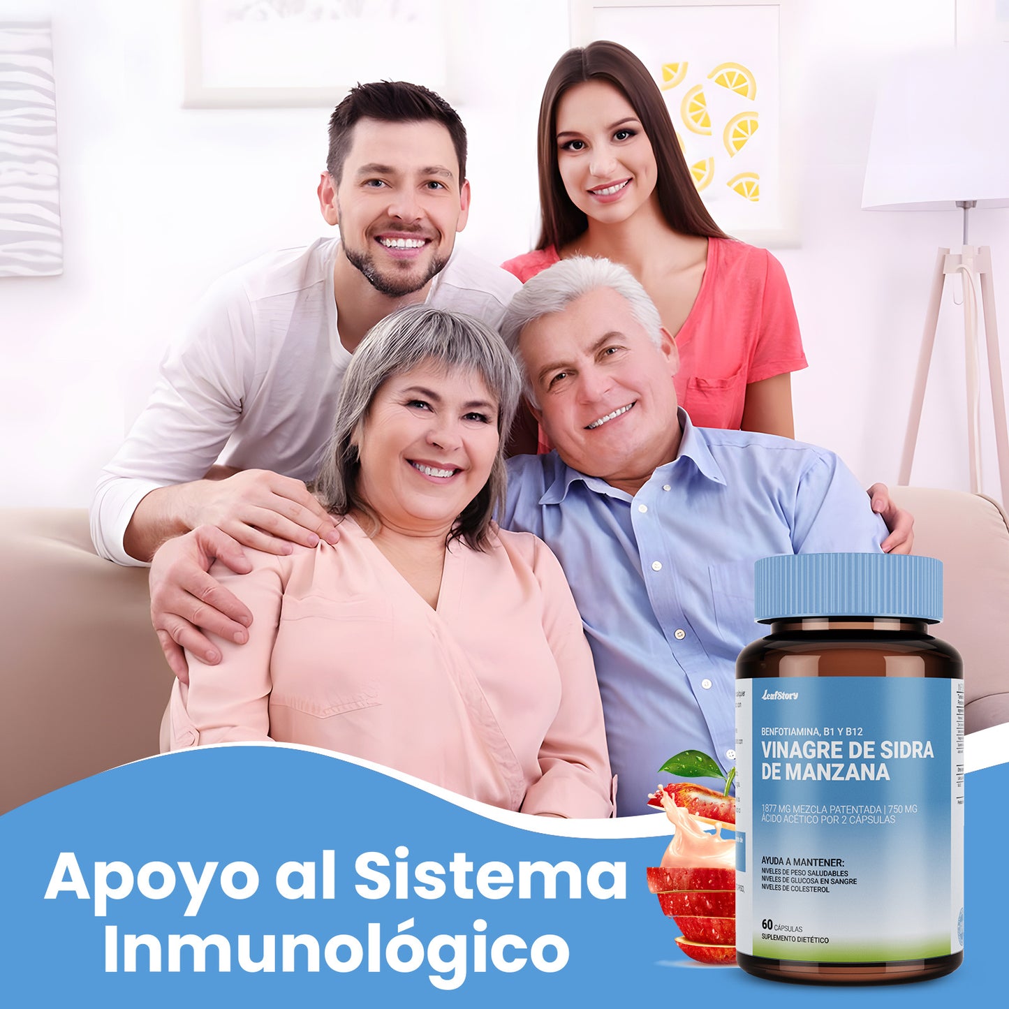 Leafstory Apple Cider Vinegar Capsules with Vitamin D and Zinc - 60 Capsules - Boosts the Immune System