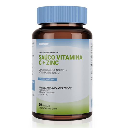 Leafstory Elderberry with Vitamin C and Zinc for Adults: 5-in-1 Black Sambucus Capsules with Vitamin D3 5000 IU, Immunity Supplement, Elderberry Sambucus for Immune Support.