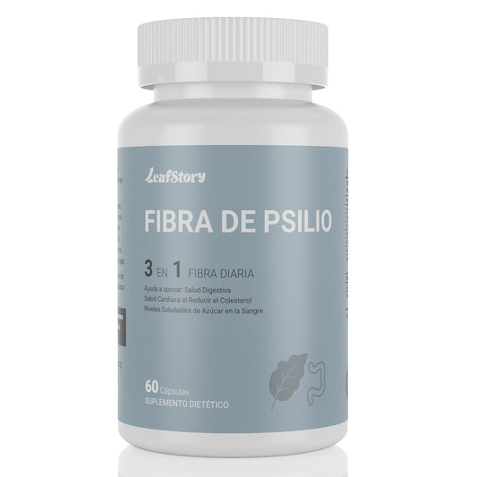 Leafstory Fiber Capsules, 3-in-1 Psyllium Husk Fiber, 300 Capsules, Daily Fiber Supplement, Helps Maintain Digestive Health, Heart Health by Lowering Cholesterol and Healthy Blood Sugar Levels.