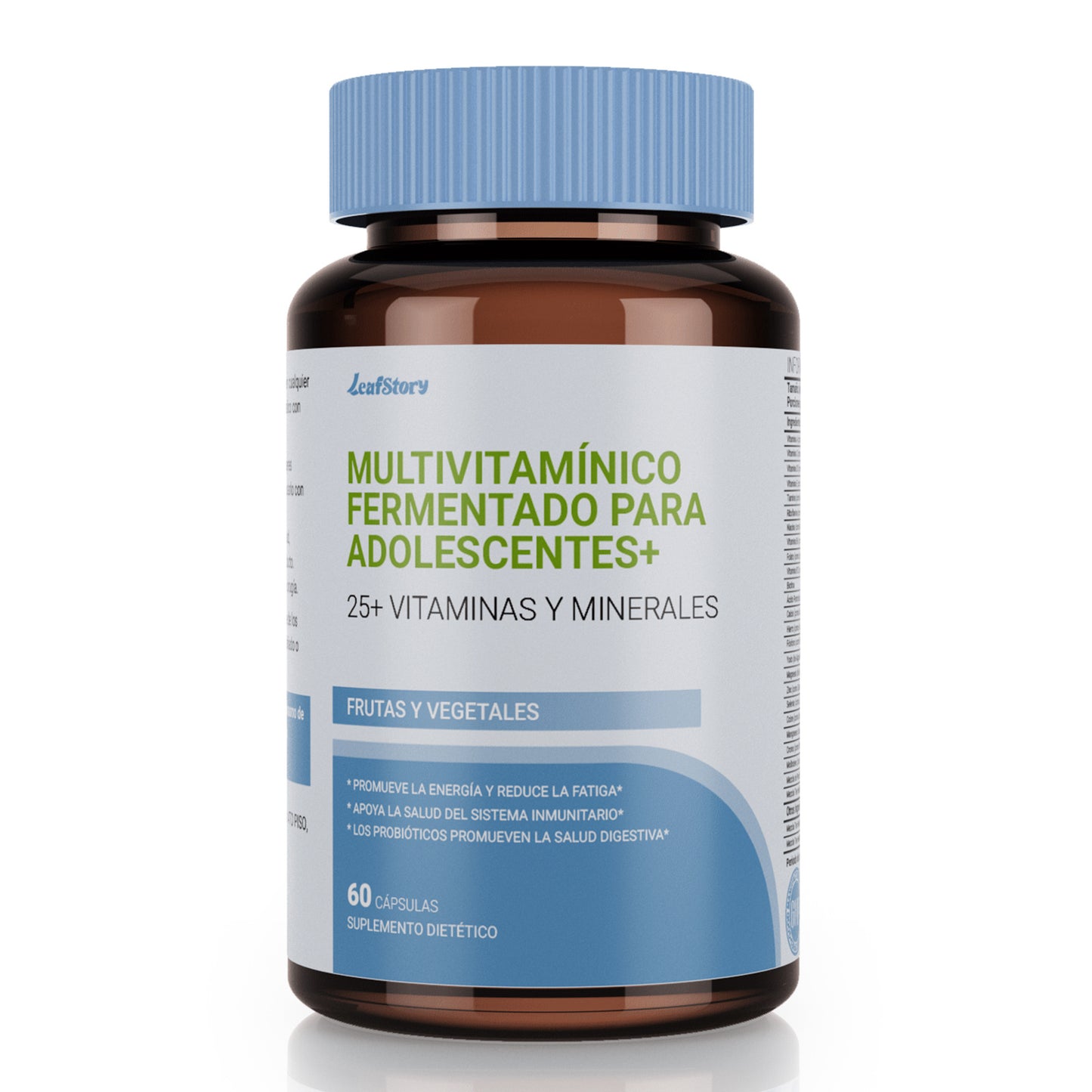 LeafStory Teen Multivitamin Supplement: Daily vitamins and minerals for teen boys and girls. Organic, whole-food formula with omega-3s and vitamins A through K. 60 capsules.