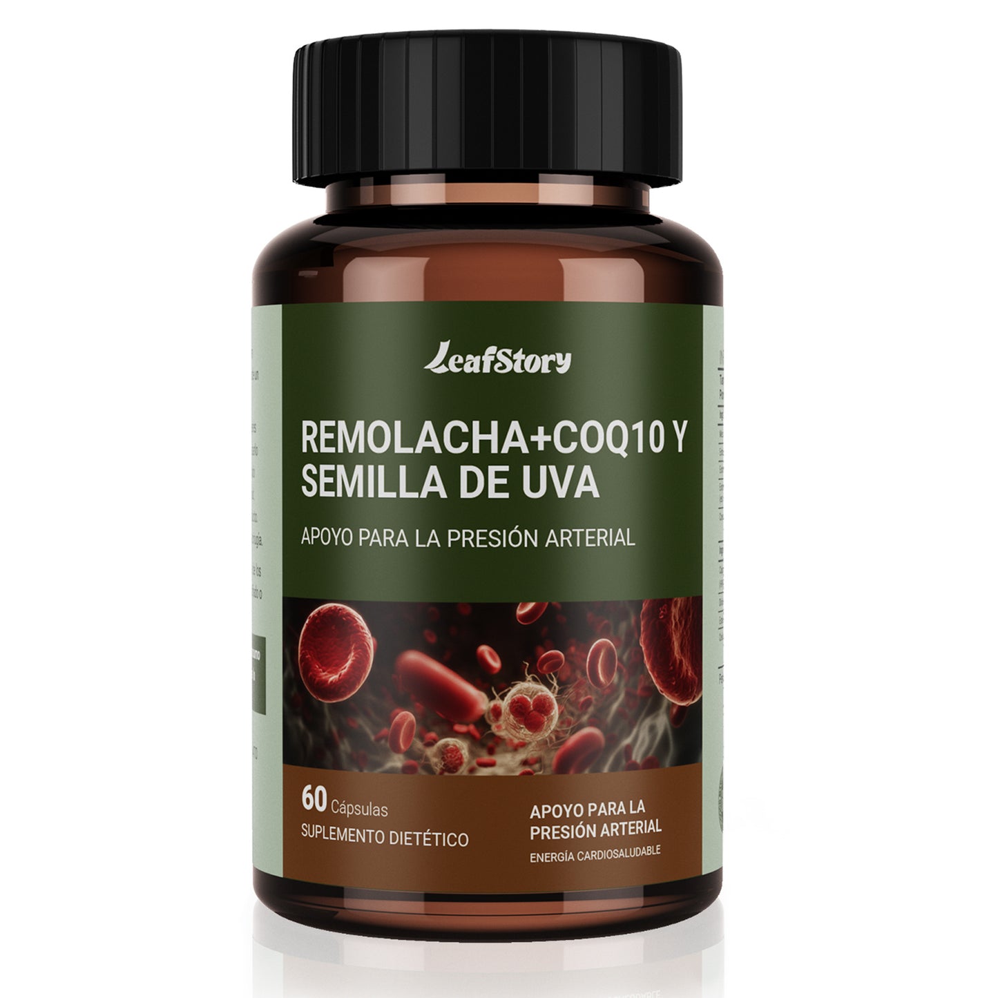 LeafStory Blood Pressure Support, 3-in-1 Beet + CoQ10 + Grape Seed Extract, Beet Root Capsules Support Healthy Blood Circulation & Healthy Heart Energy, 60 Count