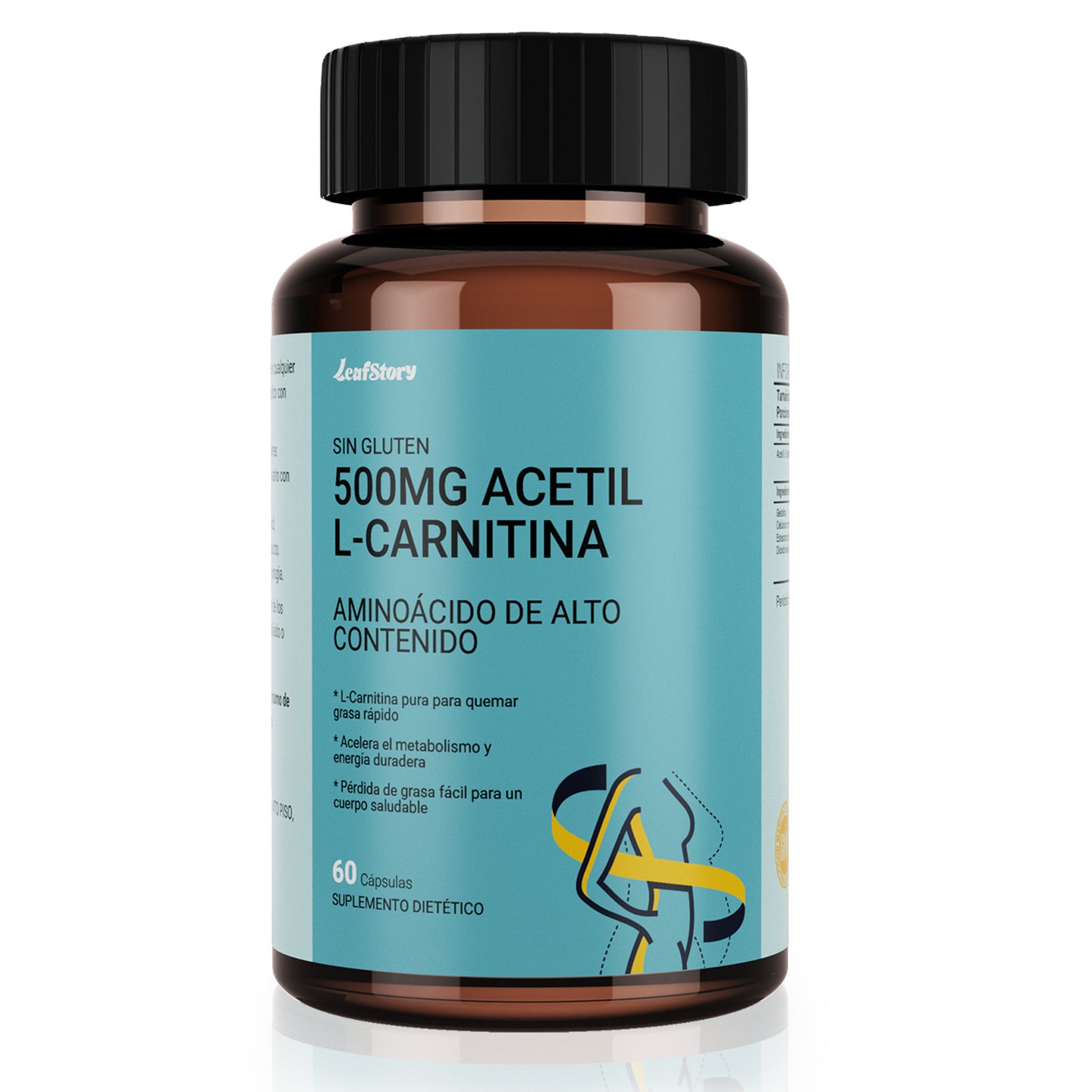 LeafStory Acetyl L-Carnitine 500 mg, High Potency Amino Acid, 60 Capsules