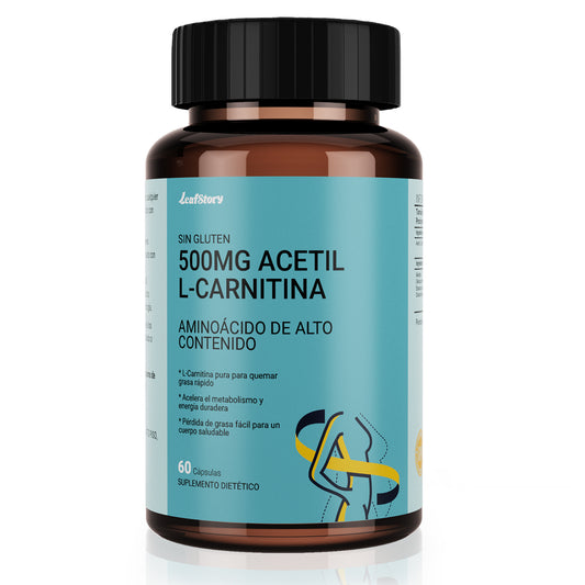 LeafStory Acetyl L-Carnitine 500 mg, High Potency Amino Acid, 60 Capsules