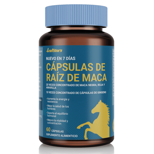 LEAFSTORY Maca Root Capsules 10,000 Mg + Korean Panax Ginseng 1400 Mg - 10x Concentrated Black, Red & Yellow Maca Root Extract, 10x Concentrated Panax Ginseng Extract - Ultra Potent & Highly Purified.