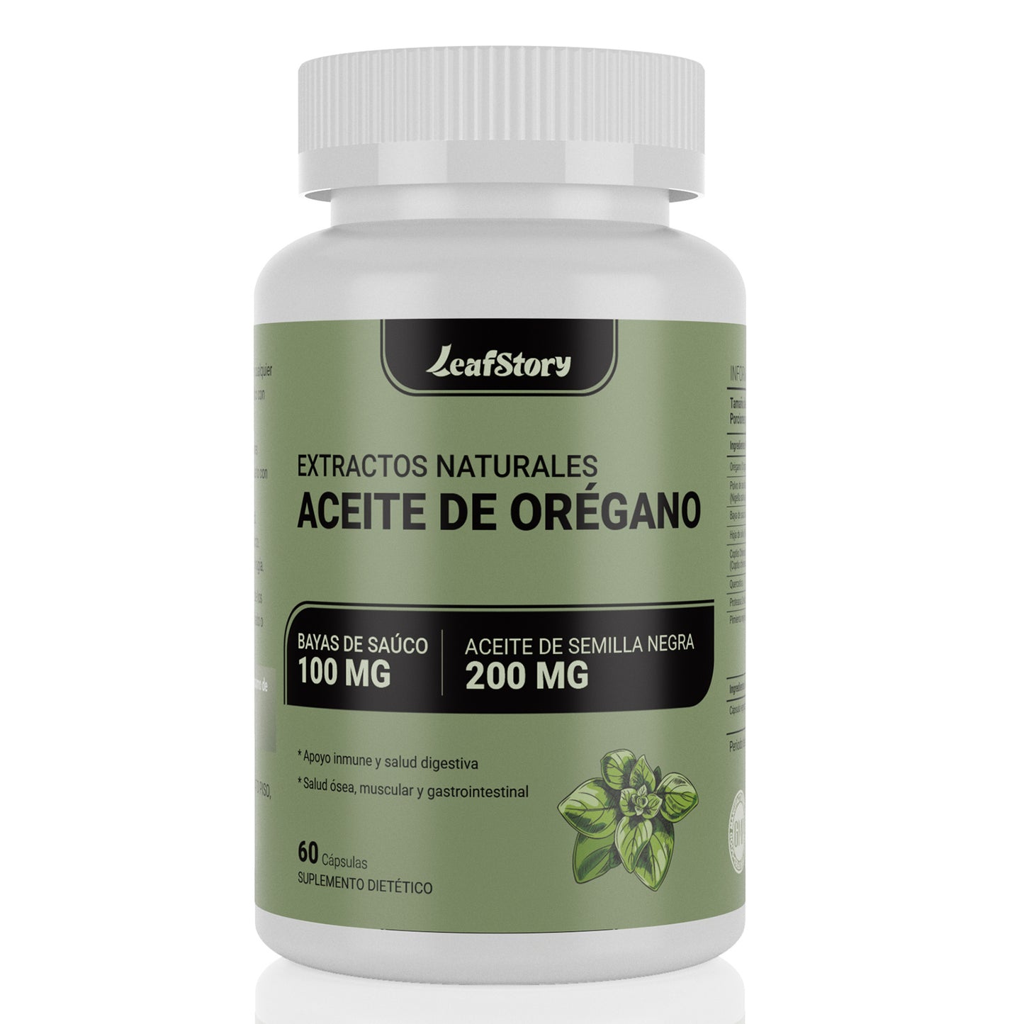 Leafstory Oregano Oil with Mustard Seed Oil, 2-in-1 Oregano Supplement for Immune Health, Preserves High Concentration Carvacrol and Thioquinone, 60 Capsules.