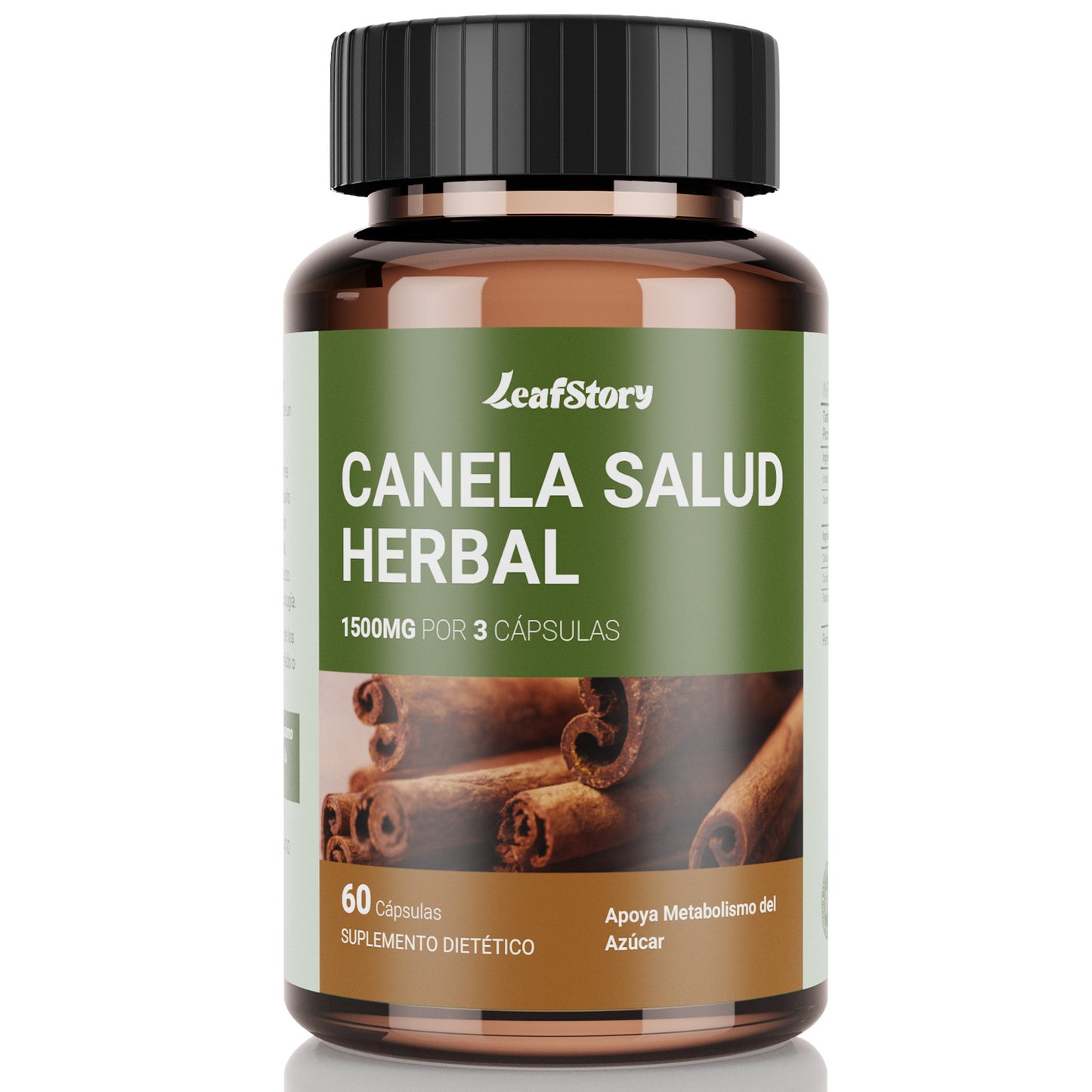 Leafstory Cinnamon Capsules, Herbal Supplement, Promotes Sugar Metabolism, 1500 mg, 60 Capsules