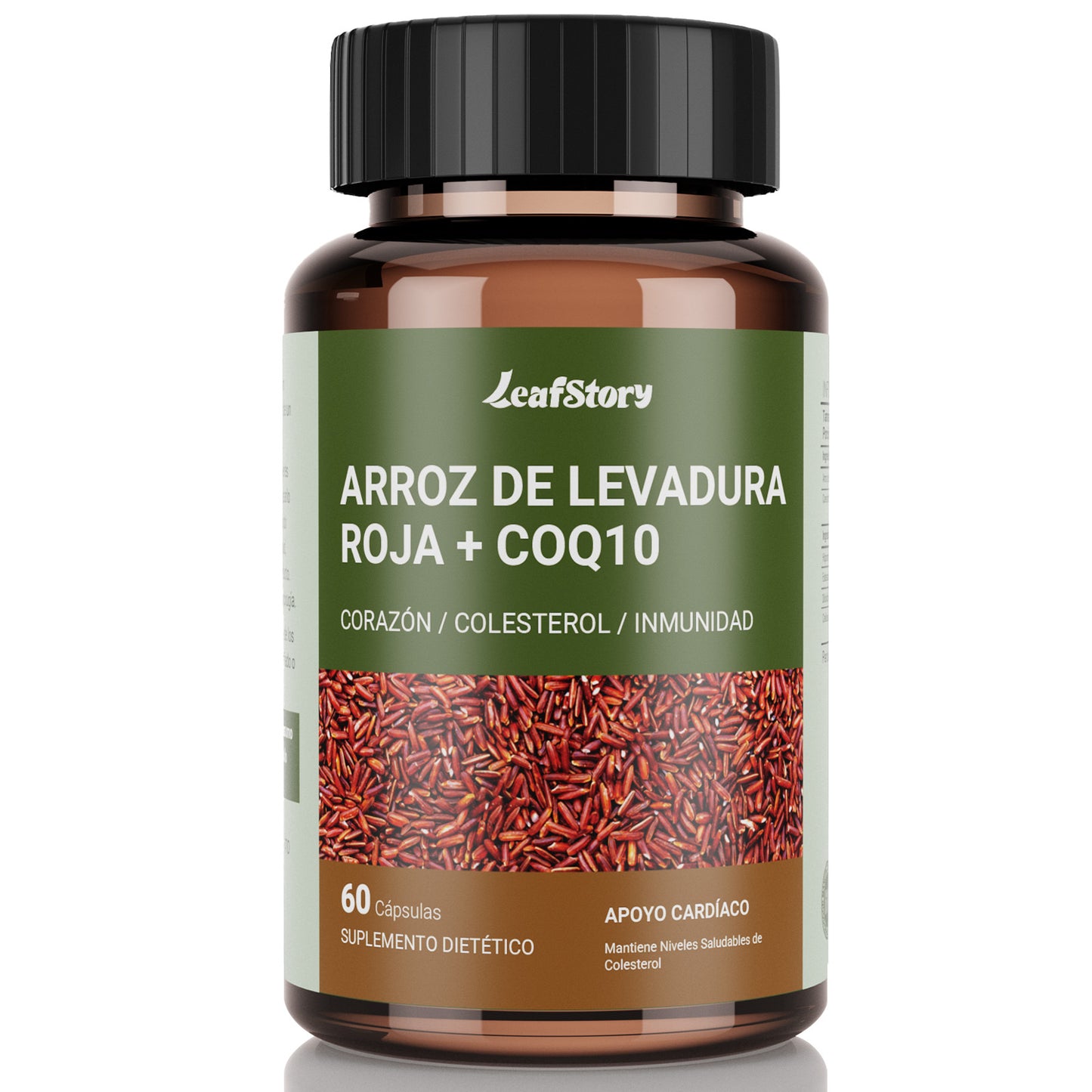 Leafstory Red Yeast Rice Supplement with CoQ10 - Advanced Formula for a Healthy Heart and Healthy Cholesterol Levels for Men and Women - Extra Strength Capsule with 1200mg of Red Yeast Rice and CoQ10 - 60 Count