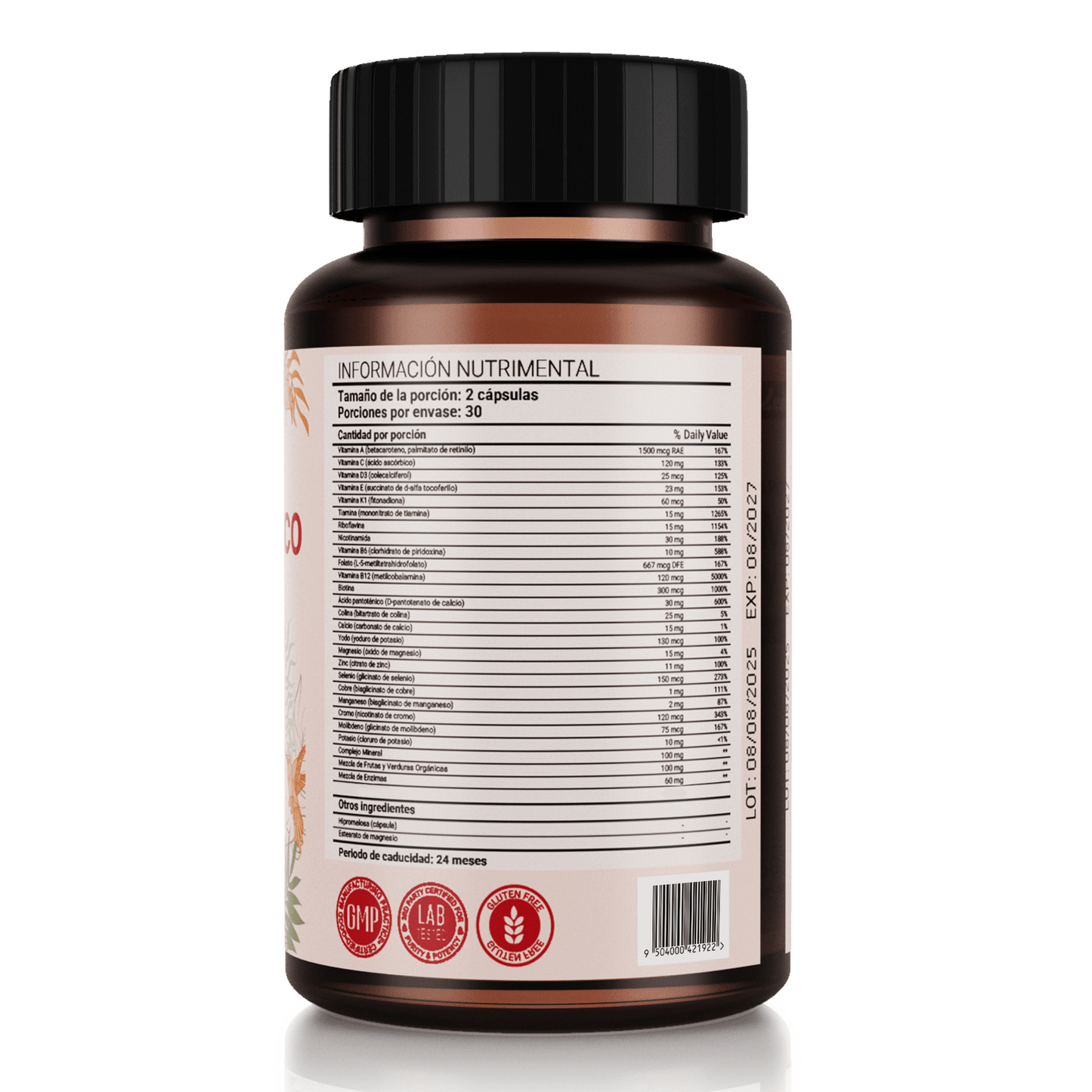 LeafStory Women's Multivitamin + Stress Support with Organic Whole Foods & Natural Minerals - B Complex + Vitamin C + D3 K2 for Immunity, Hair, Skin & Nails - 60 Capsules