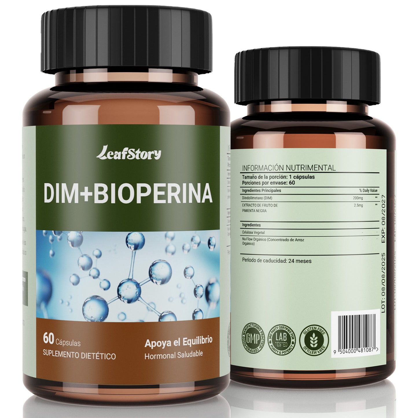 Leafstory DIM 200 mg Supplement | Improves Hormonal Acne, Menopause, and Antioxidant Support | Vegan and Soy-Free Diindolylmethane | 60 Count