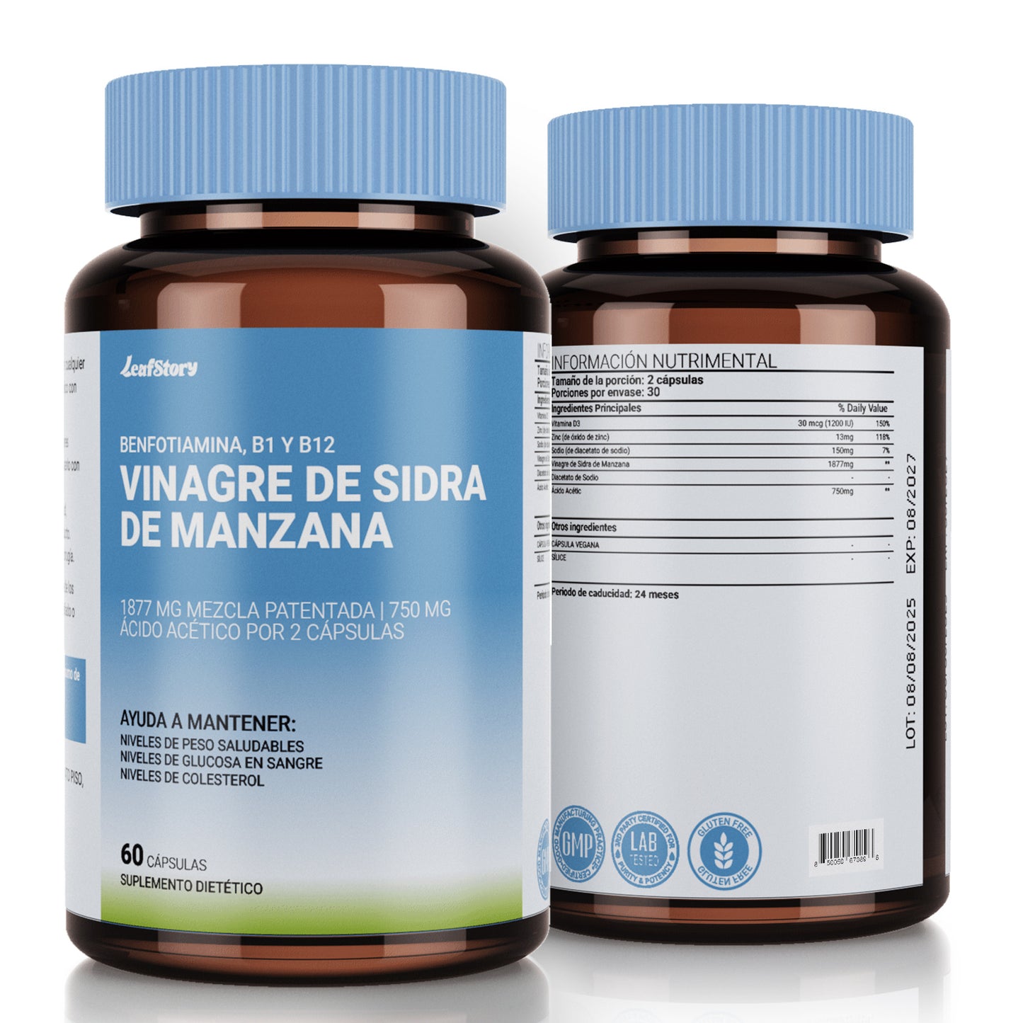 Leafstory Apple Cider Vinegar Capsules with Vitamin D and Zinc - 60 Capsules - Boosts the Immune System