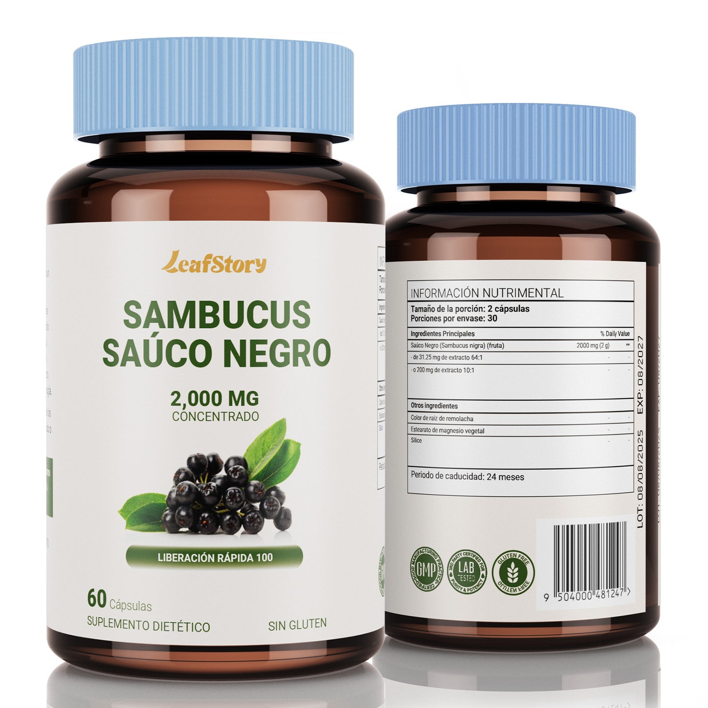 Leafstory Blackberry Capsules | 60 Count | Super Concentrated Sambucus Extract | Gluten-Free Supplement