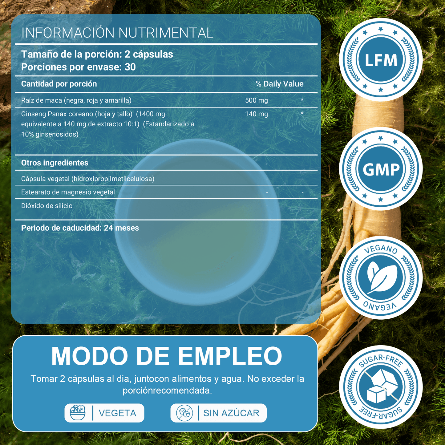 LEAFSTORY Maca Root Capsules 10,000 Mg + Korean Panax Ginseng 1400 Mg - 10x Concentrated Black, Red & Yellow Maca Root Extract, 10x Concentrated Panax Ginseng Extract - Ultra Potent & Highly Purified.