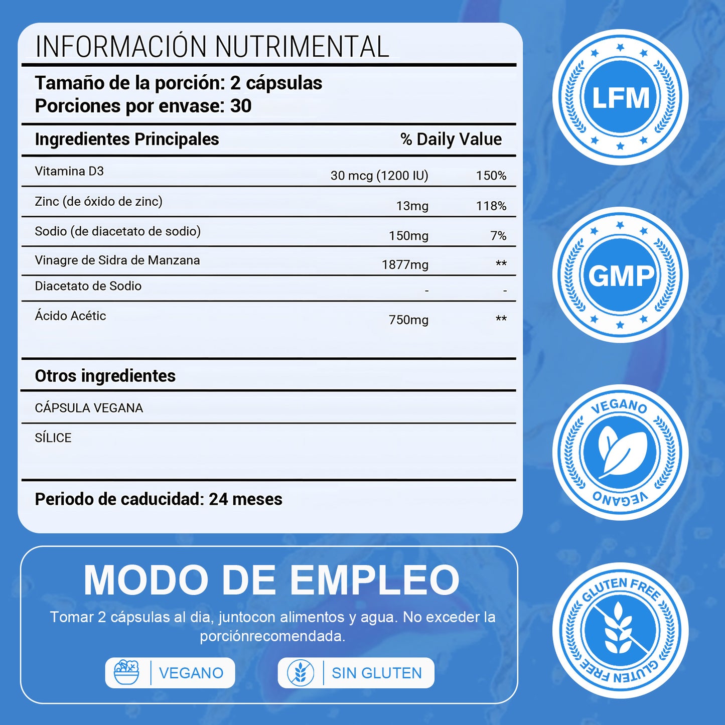 Leafstory Apple Cider Vinegar Capsules with Vitamin D and Zinc - 60 Capsules - Boosts the Immune System