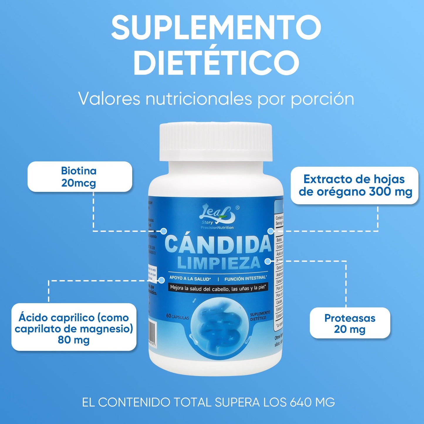 LEAFSTORY Candida Intestinal Health Enhancer for Hair, Nails, and Skin