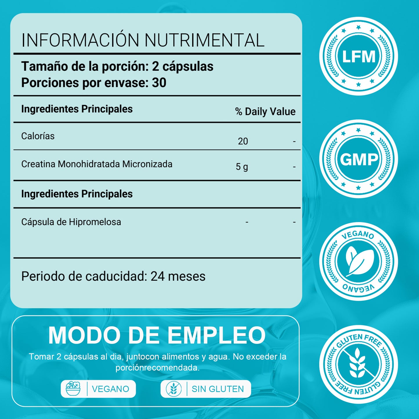LeafStory Creatine Monohydrate Capsules: May support post-workout recovery, lean muscle mass gains, performance, and strength. Vegan certified. 5g per serving. 60 servings.