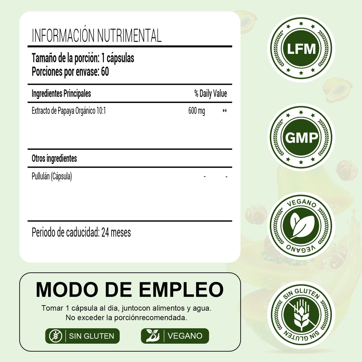 Leafstory Digestive Enzymes with Papaya Leaf Extract - 60/600 mg Vegetable Capsules, 10 Times More Potent - Platelet Booster, Bone & Spleen Support, Immune System & Upper Digestive Health.