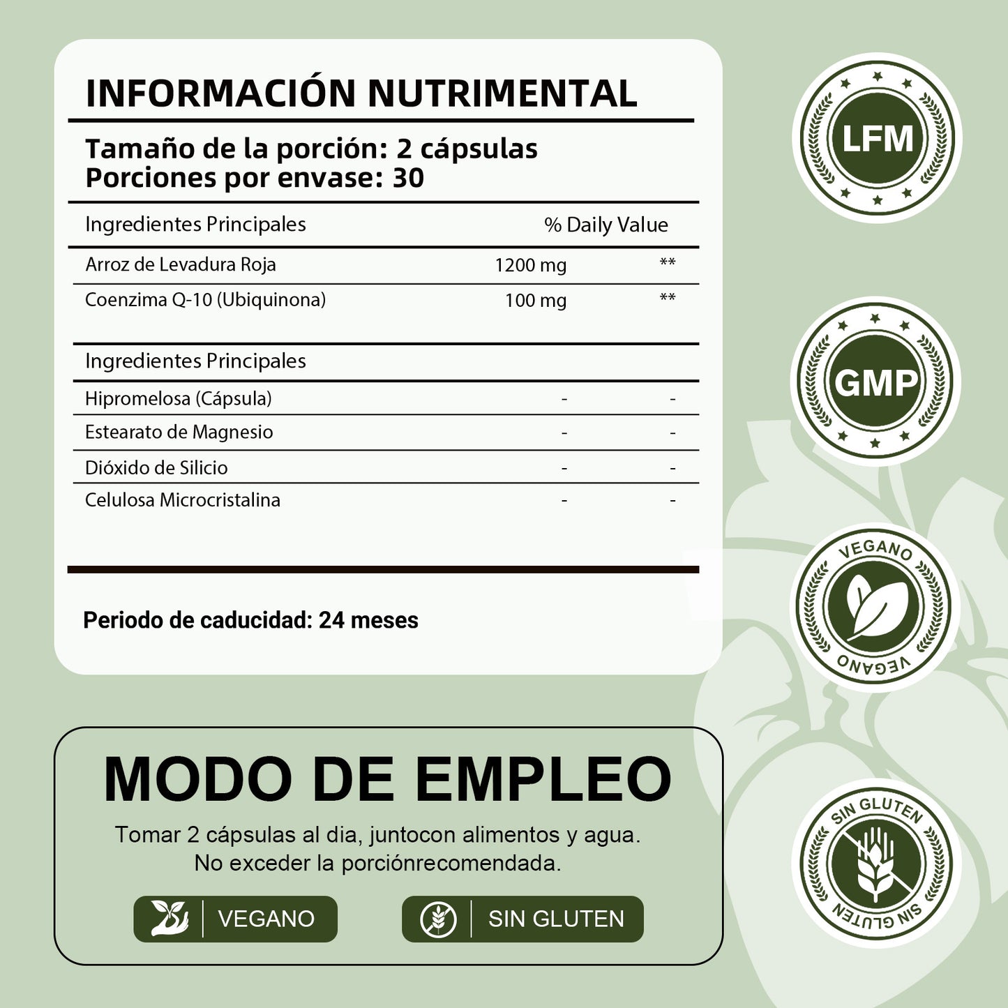 Leafstory Red Yeast Rice Supplement with CoQ10 - Advanced Formula for a Healthy Heart and Healthy Cholesterol Levels for Men and Women - Extra Strength Capsule with 1200mg of Red Yeast Rice and CoQ10 - 60 Count