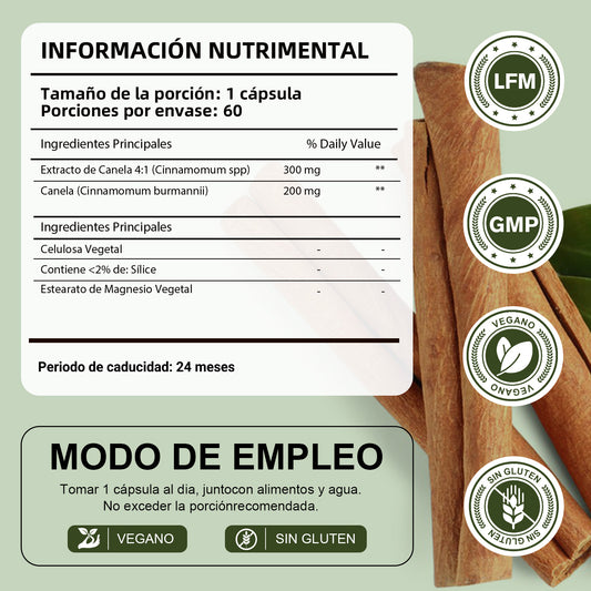 Leafstory Cinnamon Capsules, Herbal Supplement, Promotes Sugar Metabolism, 1500 mg, 60 Capsules