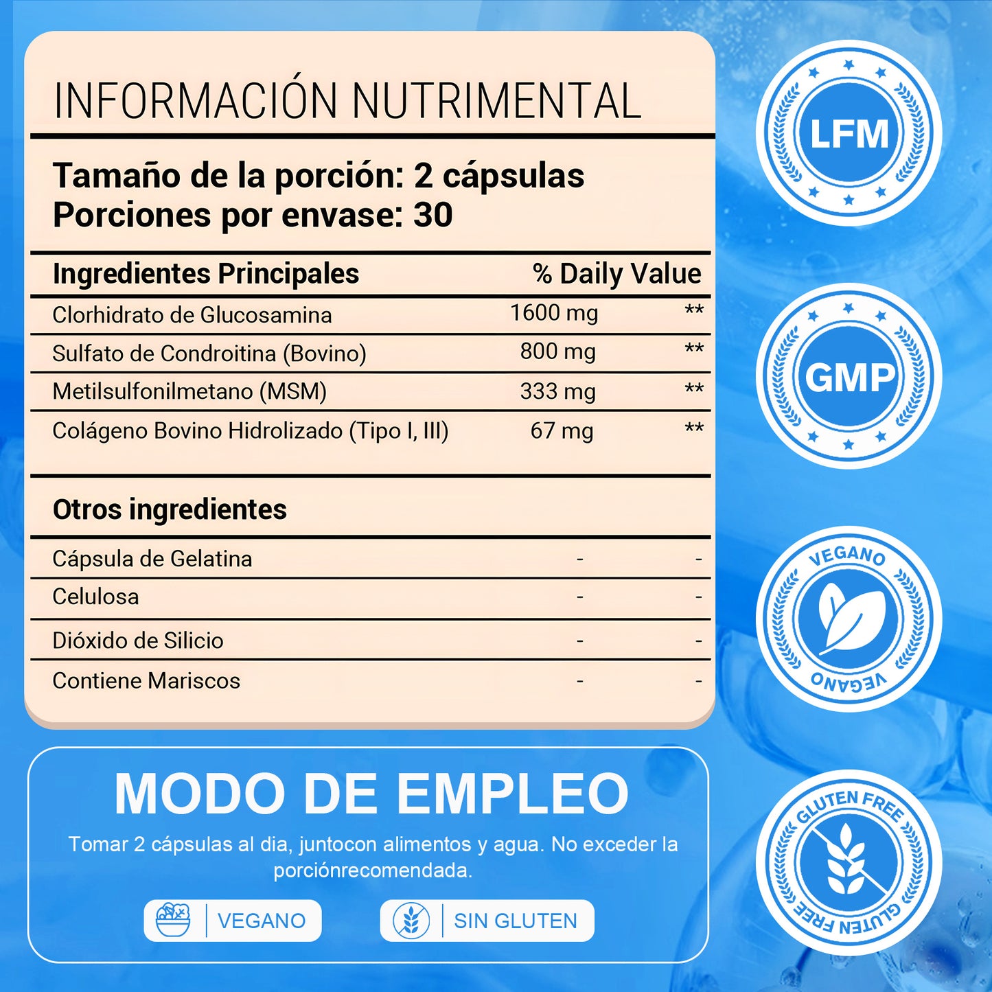 Leafstory Glucosamine, Keratin, MSM, and Collagen | Joint Care Supplement, 2800 mg | Nutritional Vitamins for Flexibility | For Men and Women, 60 Capsules