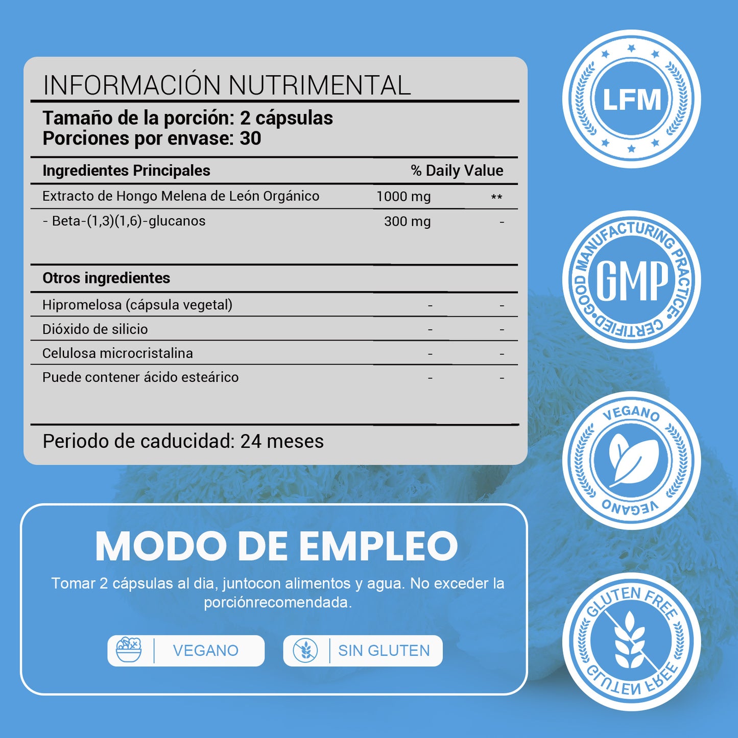 LeafStory Lion's Mane Mushroom for Cognition (60 Capsules) Lion's Mane Mushroom Extract Capsules Powder | Brain Supplement, Brain Vitamins, Focus Supplement