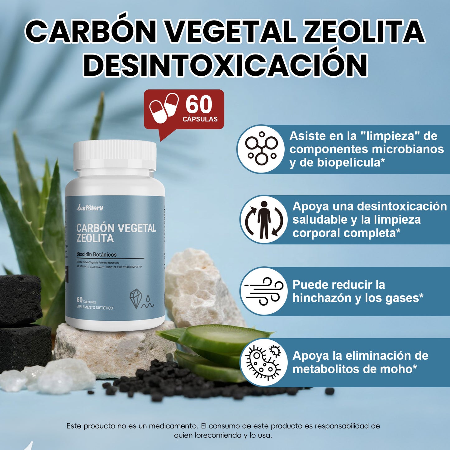 LeafStory Detox Supplements with Activated Charcoal and Zeolite with Silica: Helps bind and eliminate toxins, promotes complete body cleansing, and can reduce bloating (60 capsules).