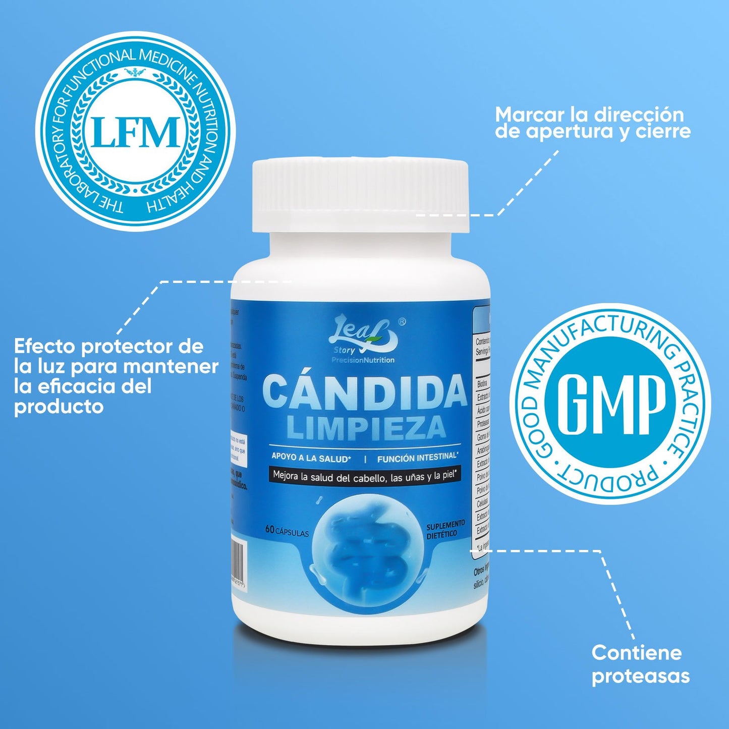 LEAFSTORY Candida Intestinal Health Enhancer for Hair, Nails, and Skin