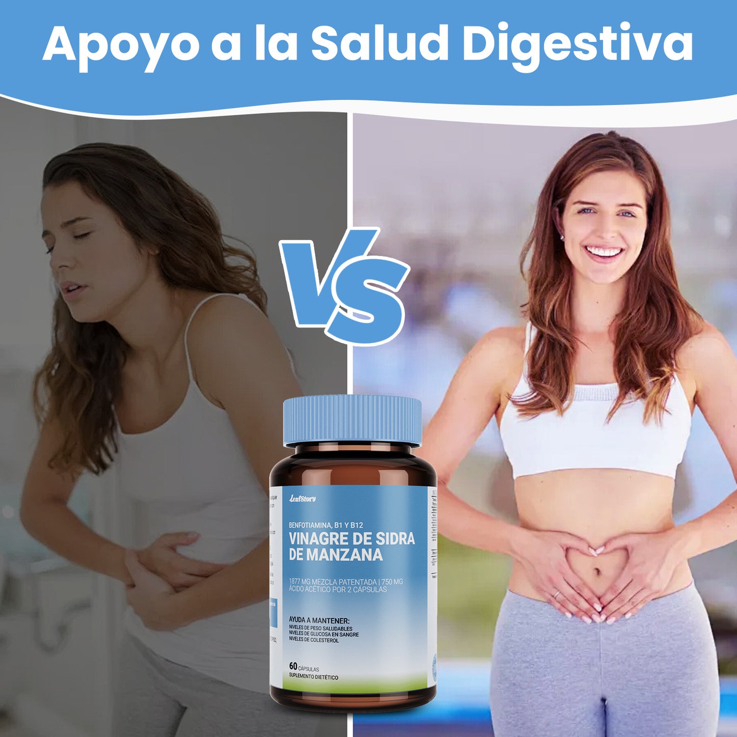 Leafstory Apple Cider Vinegar Capsules with Vitamin D and Zinc - 60 Capsules - Boosts the Immune System