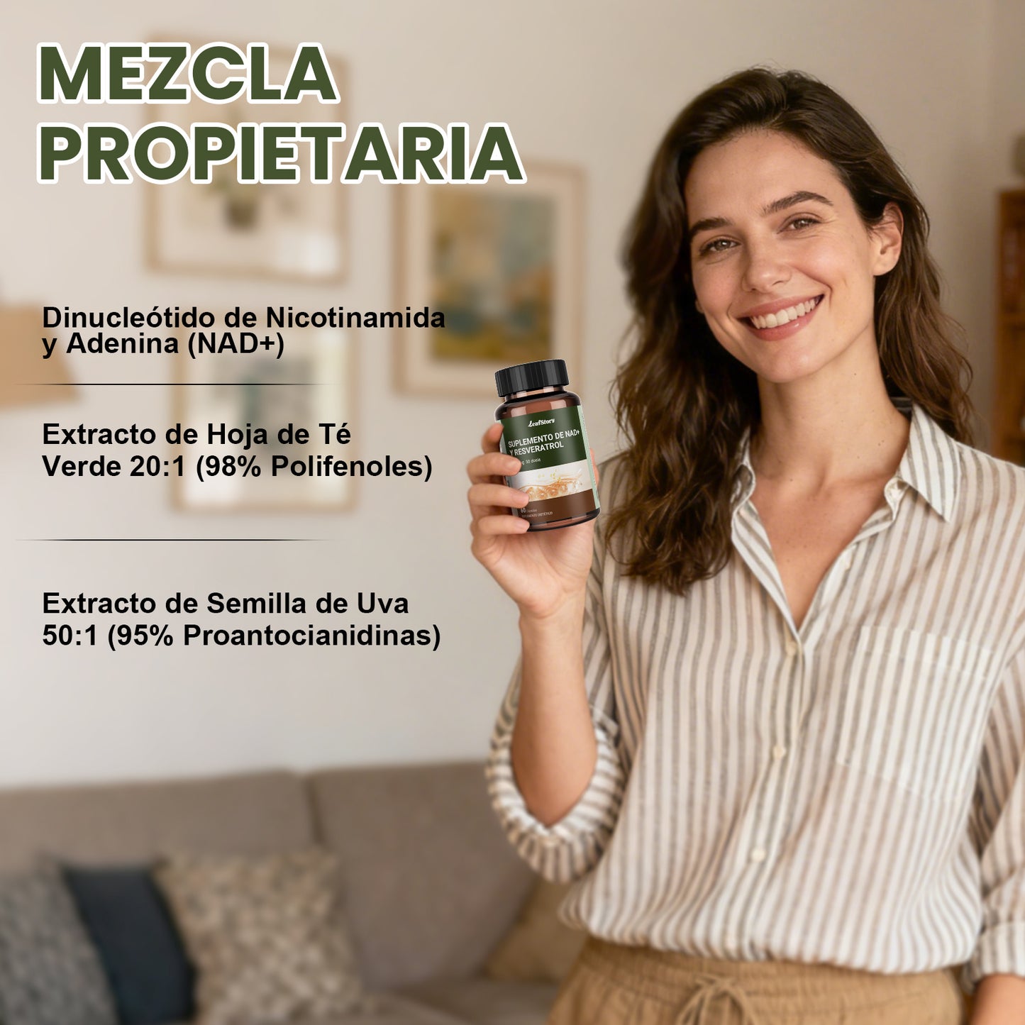 Leafstory Extra Strength 8457mg NAD Supplement, Liposomal, Green Tea & Astaxanthin for Women & Men, Resveratrol, Coq10 & Alpha Lipoic Acid.