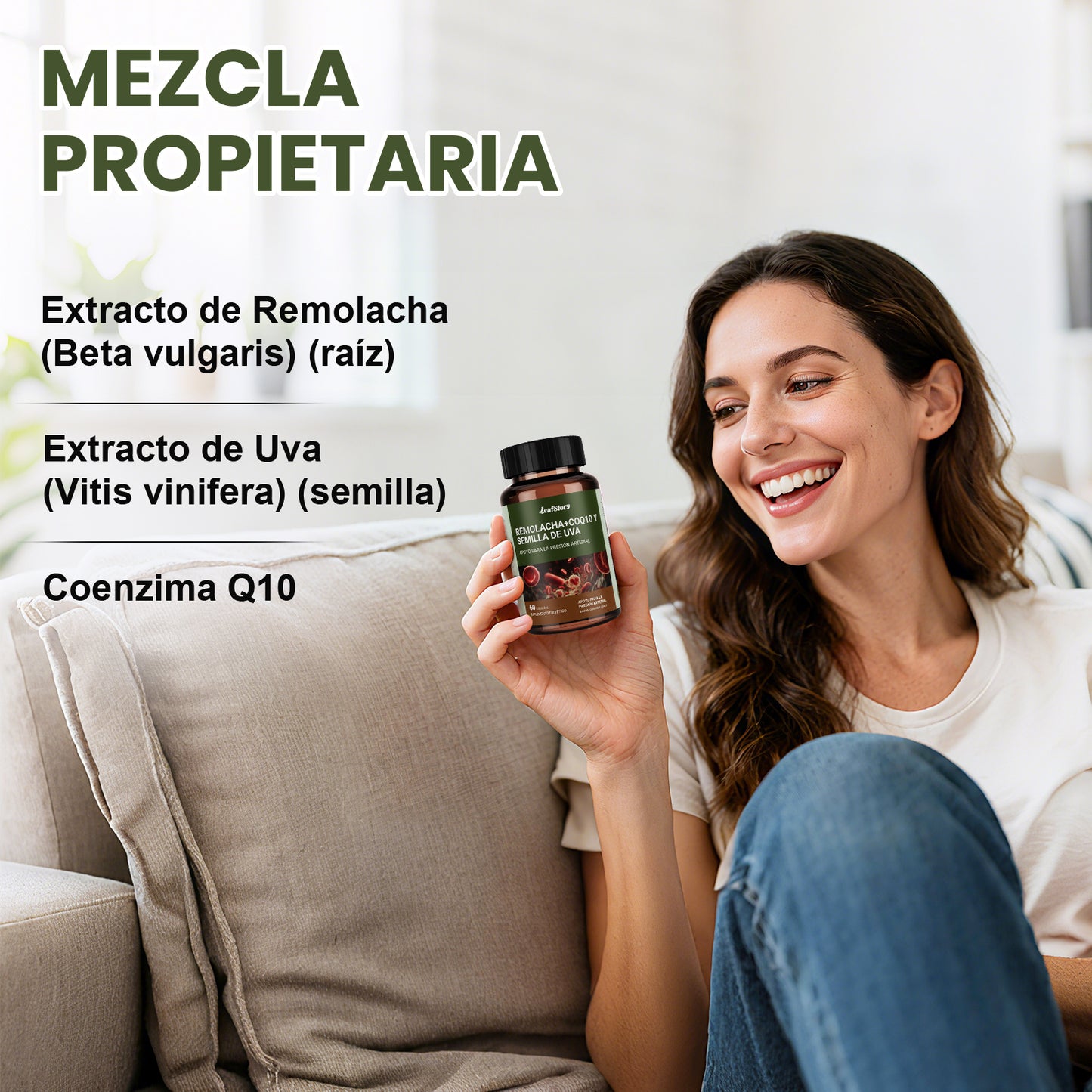 LeafStory Blood Pressure Support, 3-in-1 Beet + CoQ10 + Grape Seed Extract, Beet Root Capsules Support Healthy Blood Circulation & Healthy Heart Energy, 60 Count