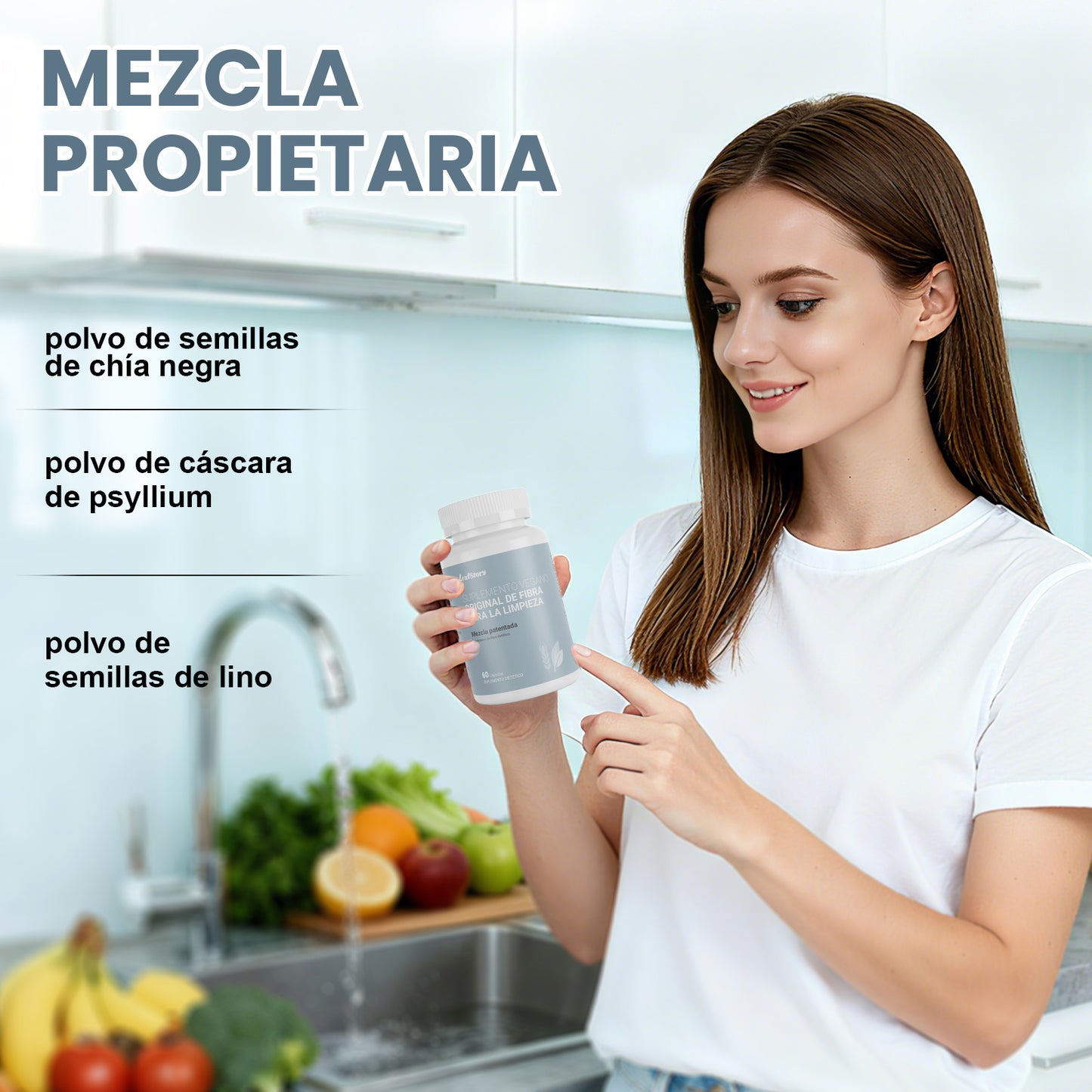 LeafStory Pure for Men - Original Vegan Fiber Supplement for Optimal Cleanse | Helps Promote Digestive Regularity | Psyllium Husk, Chia Seeds, and Flax Seeds | Patented Formula | 60 Vegan Capsules