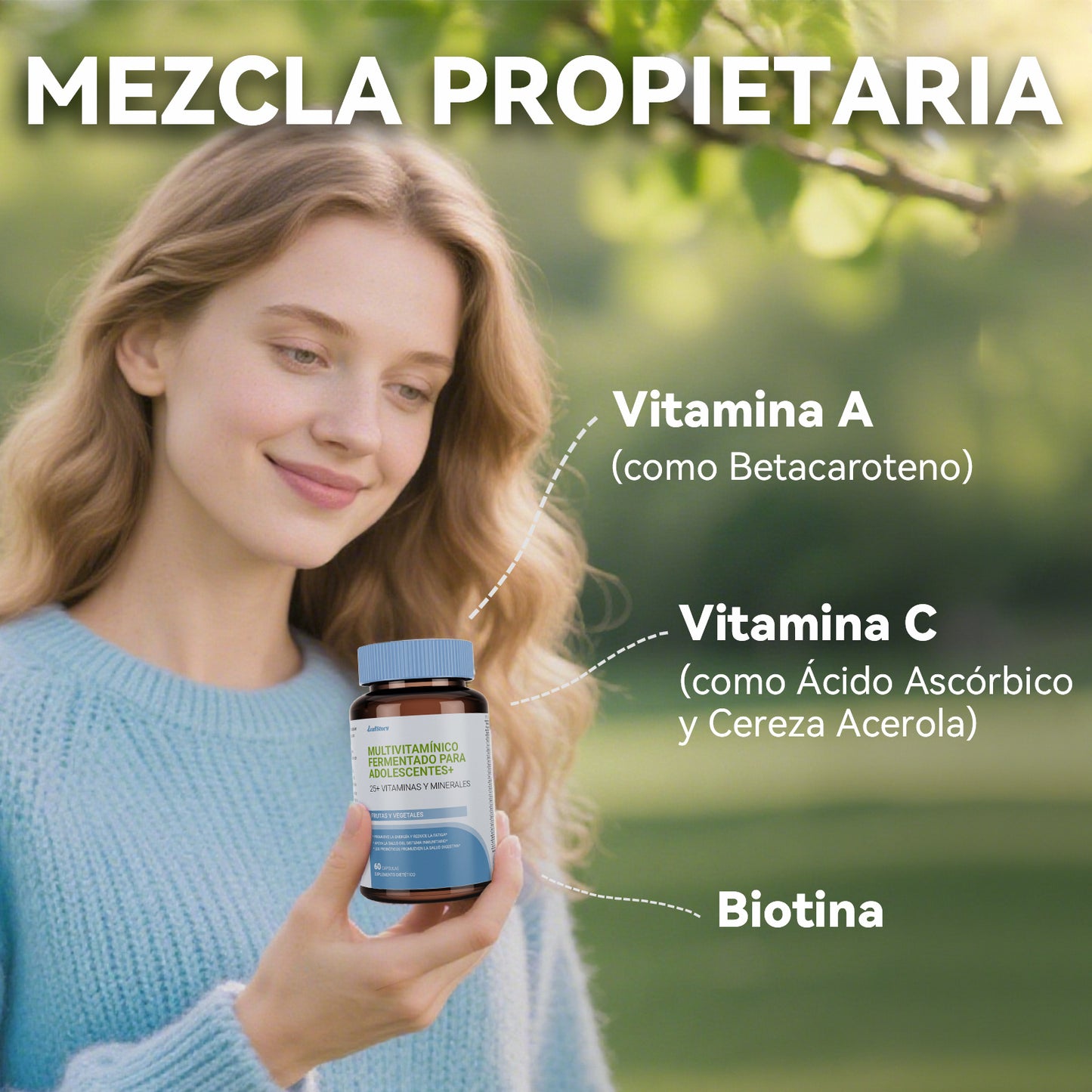 LeafStory Teen Multivitamin Supplement: Daily vitamins and minerals for teen boys and girls. Organic, whole-food formula with omega-3s and vitamins A through K. 60 capsules.