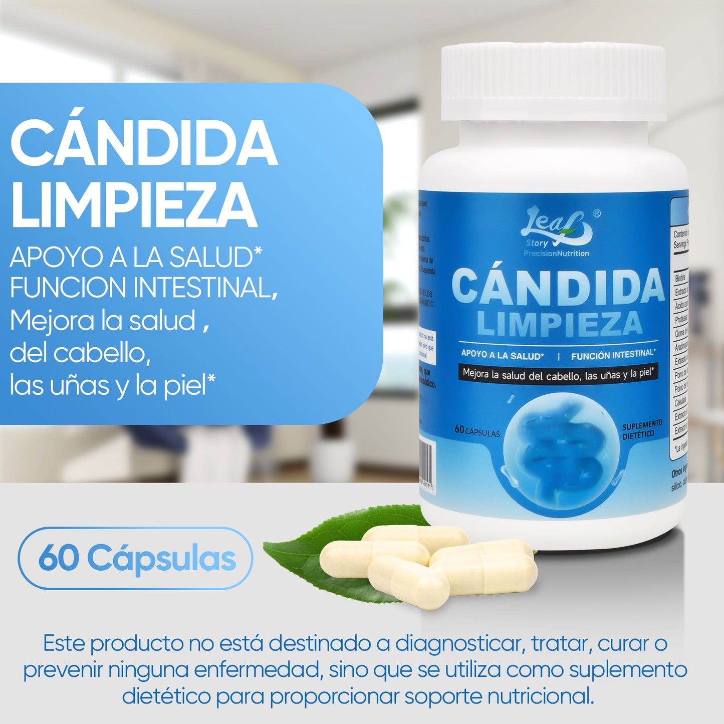 LEAFSTORY Candida Intestinal Health Enhancer for Hair, Nails, and Skin