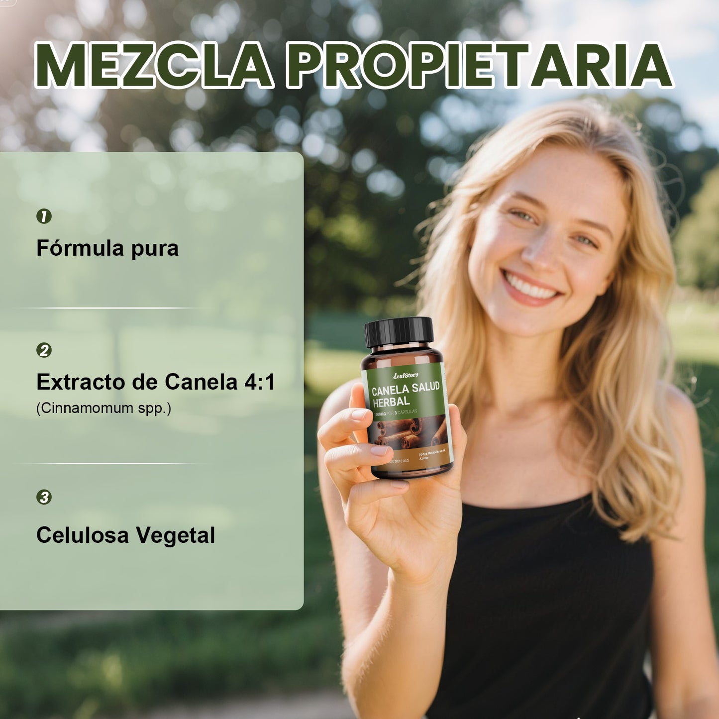 Leafstory Cinnamon Capsules, Herbal Supplement, Promotes Sugar Metabolism, 1500 mg, 60 Capsules