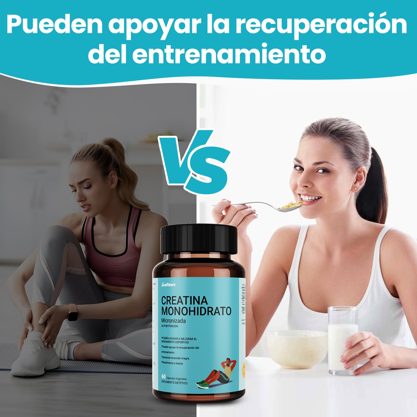 LeafStory Creatine Monohydrate Capsules: May support post-workout recovery, lean muscle mass gains, performance, and strength. Vegan certified. 5g per serving. 60 servings.