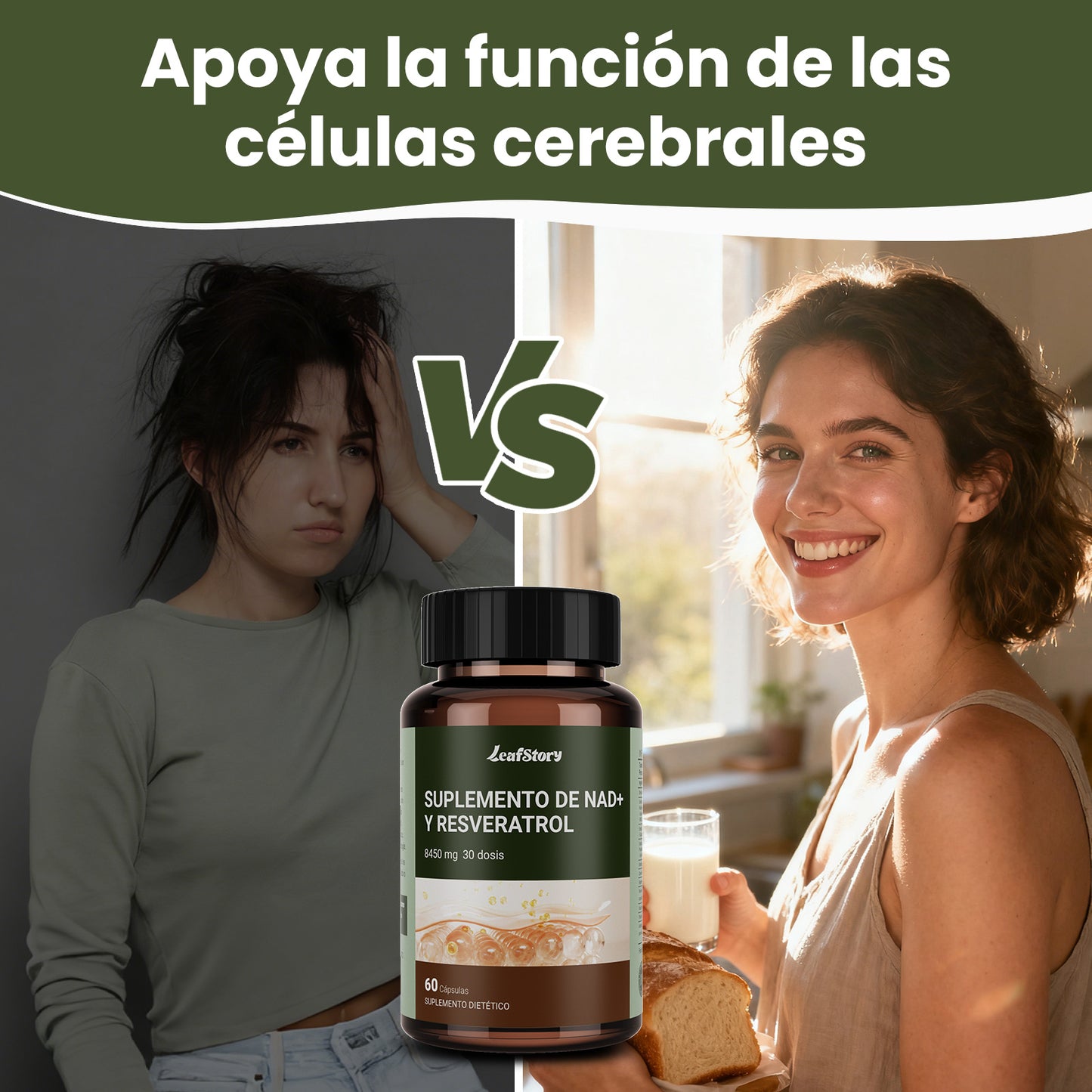 Leafstory Extra Strength 8457mg NAD Supplement, Liposomal, Green Tea & Astaxanthin for Women & Men, Resveratrol, Coq10 & Alpha Lipoic Acid.