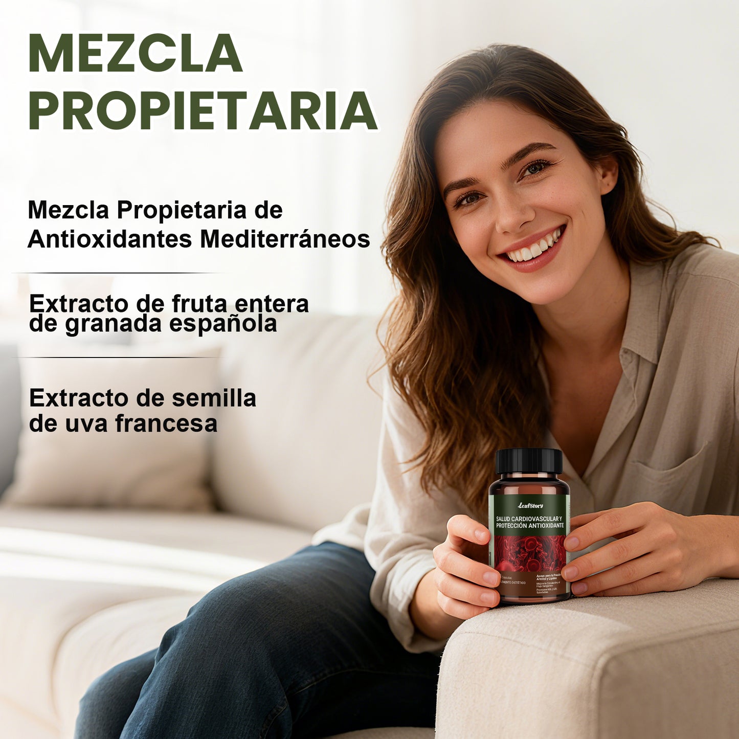 LeafStory Heart Health Supplement: Three clinically studied Mediterranean antioxidant extracts. Supports circulatory health, cholesterol, and blood pressure (60 capsules).