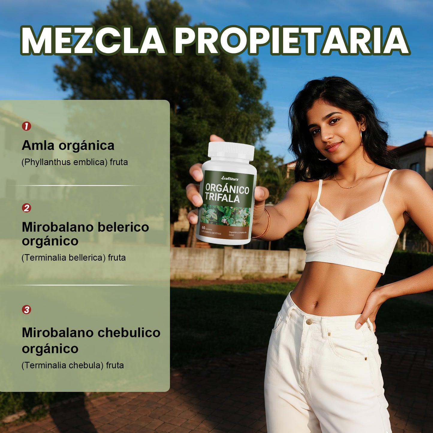 Leafstory Triphala Capsules: Herbal supplement with Amla, Bibhitaki, and Haritaki. Supports digestion, colon health, and the immune system. Adaptogen. Vegan. 60 capsules.