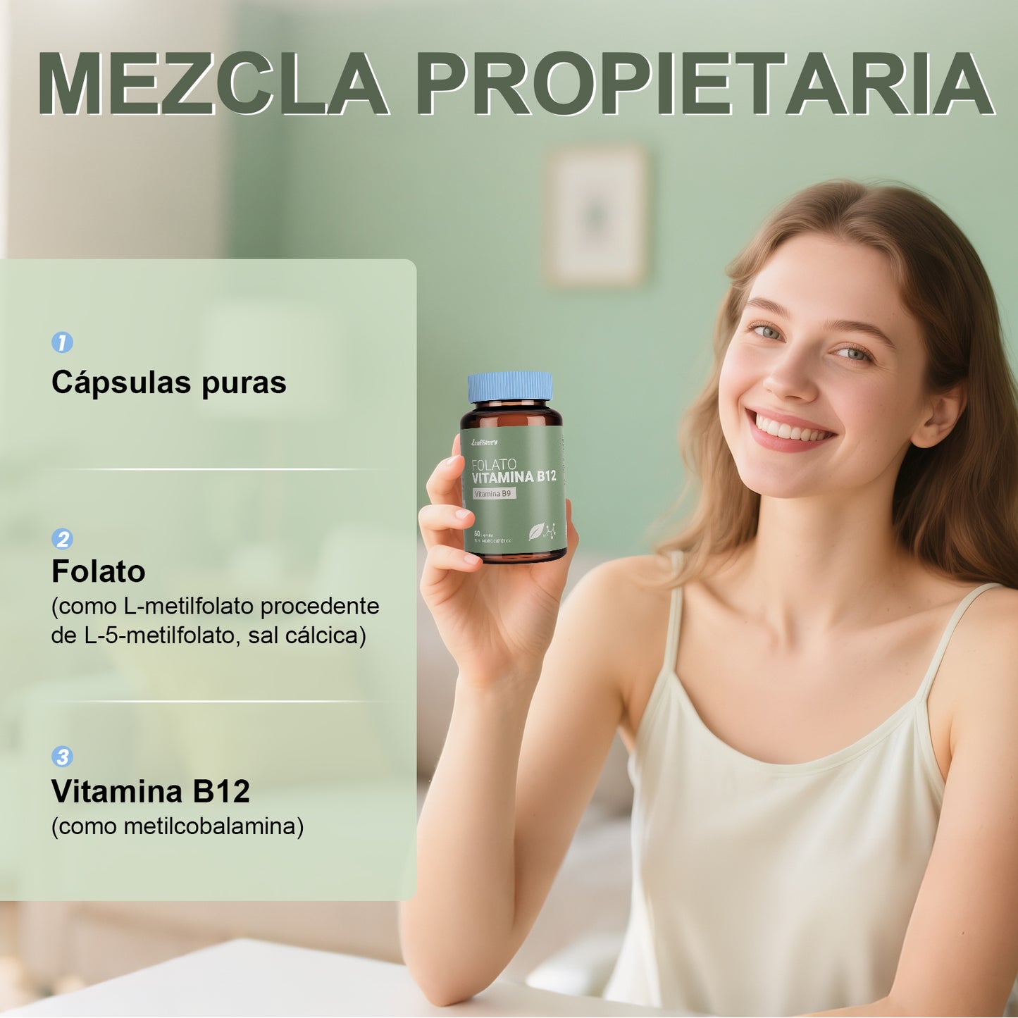 LeafStory L-Methylfolate 15 mg plus Methyl B12 Cofactor: High potency, active 5-MTHF form. Supports mood, methylation, and cognition. Bioactive forms of vitamins B9 and B12 (60 capsules, 60 doses).
