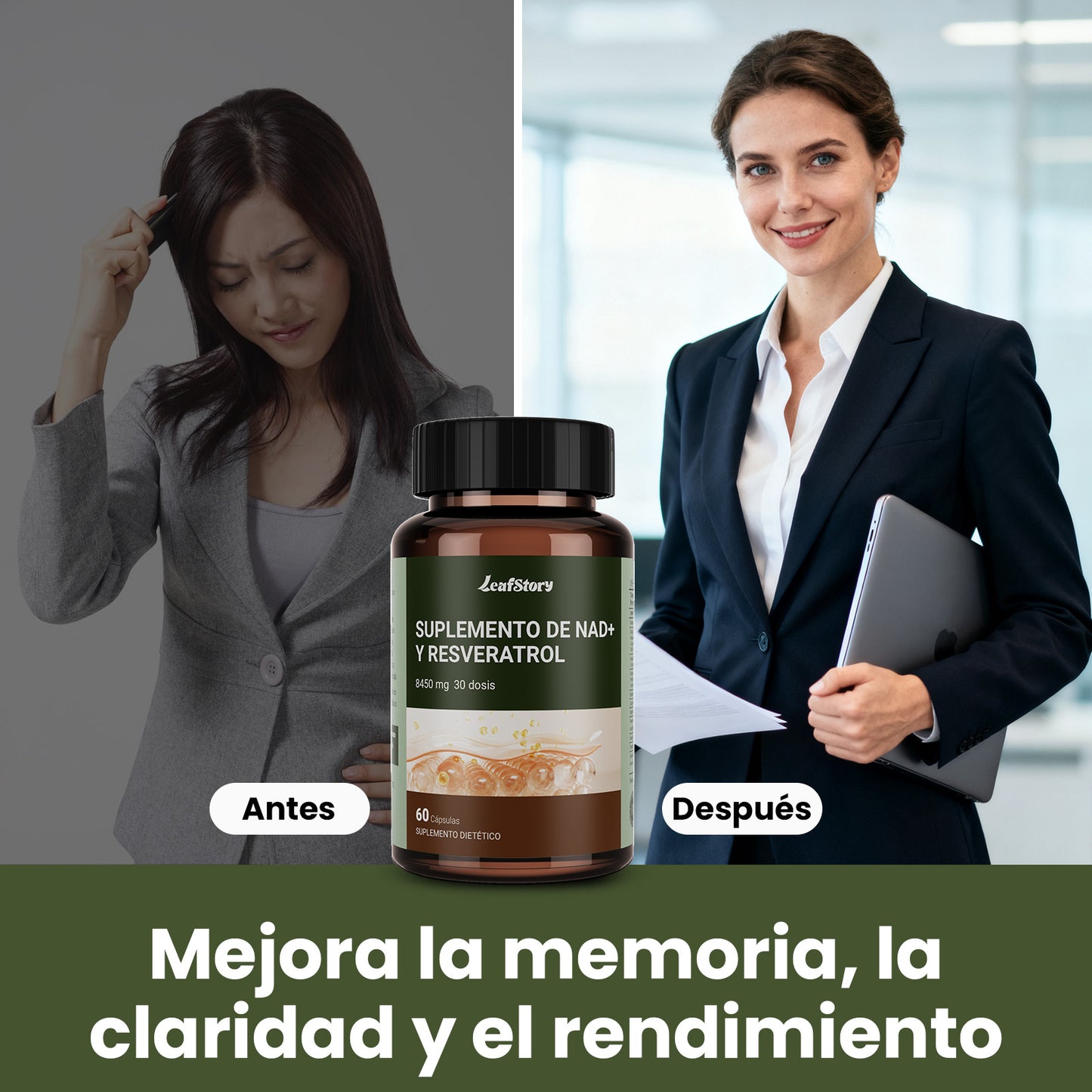 Leafstory Extra Strength 8457mg NAD Supplement, Liposomal, Green Tea & Astaxanthin for Women & Men, Resveratrol, Coq10 & Alpha Lipoic Acid.