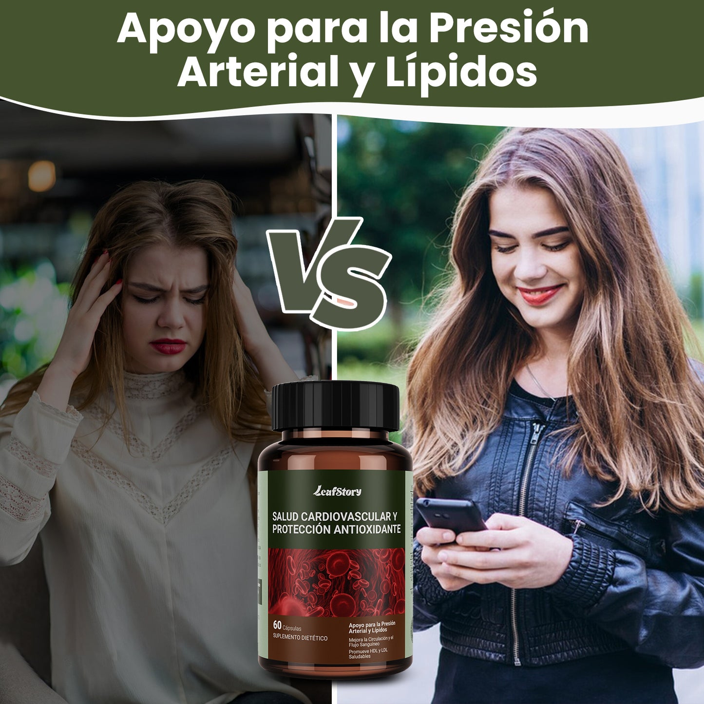 LeafStory Heart Health Supplement: Three clinically studied Mediterranean antioxidant extracts. Supports circulatory health, cholesterol, and blood pressure (60 capsules).