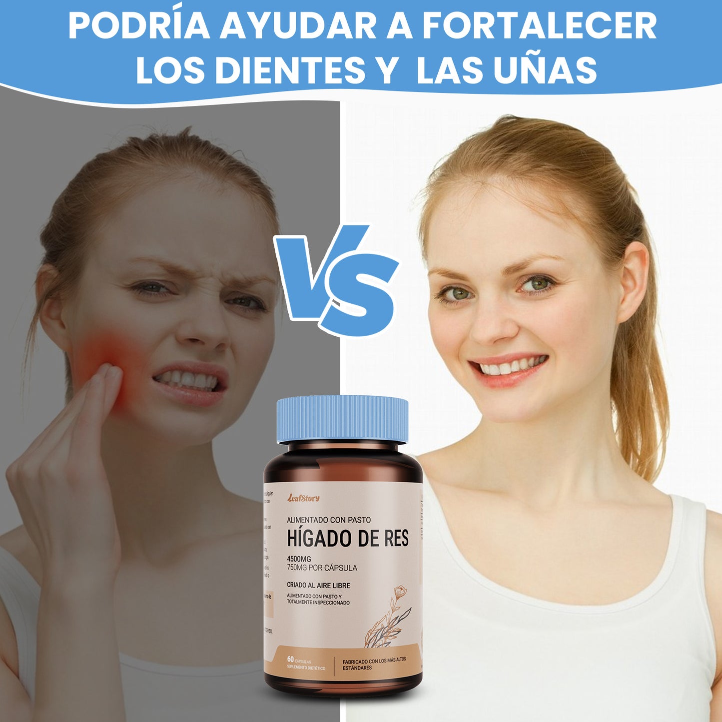 Leafstory Grass Fed Dried Beef Liver Capsules (60 Capsules, 750mg Each) - Natural Iron, Vitamin A & B12 for Energy - Made Unfatted in New Zealand - Hormone & Chemical Free.