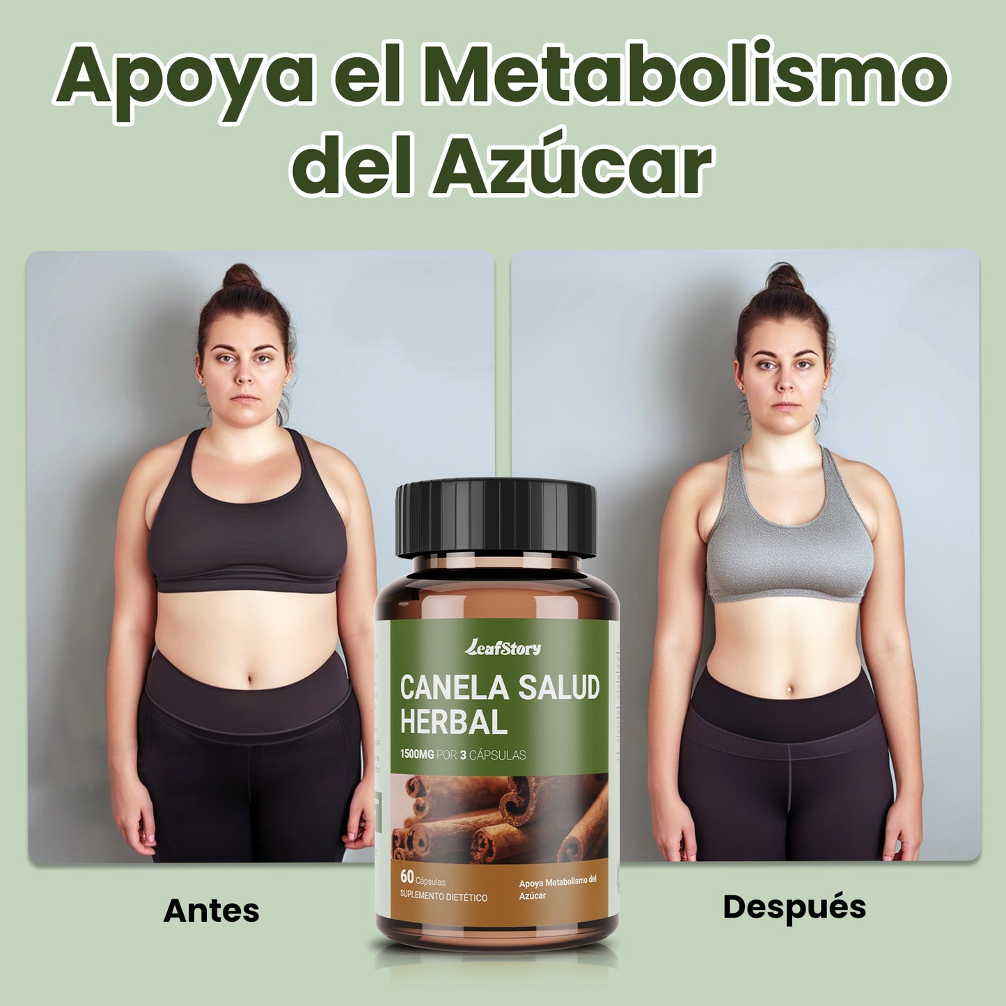 Leafstory Cinnamon Capsules, Herbal Supplement, Promotes Sugar Metabolism, 1500 mg, 60 Capsules