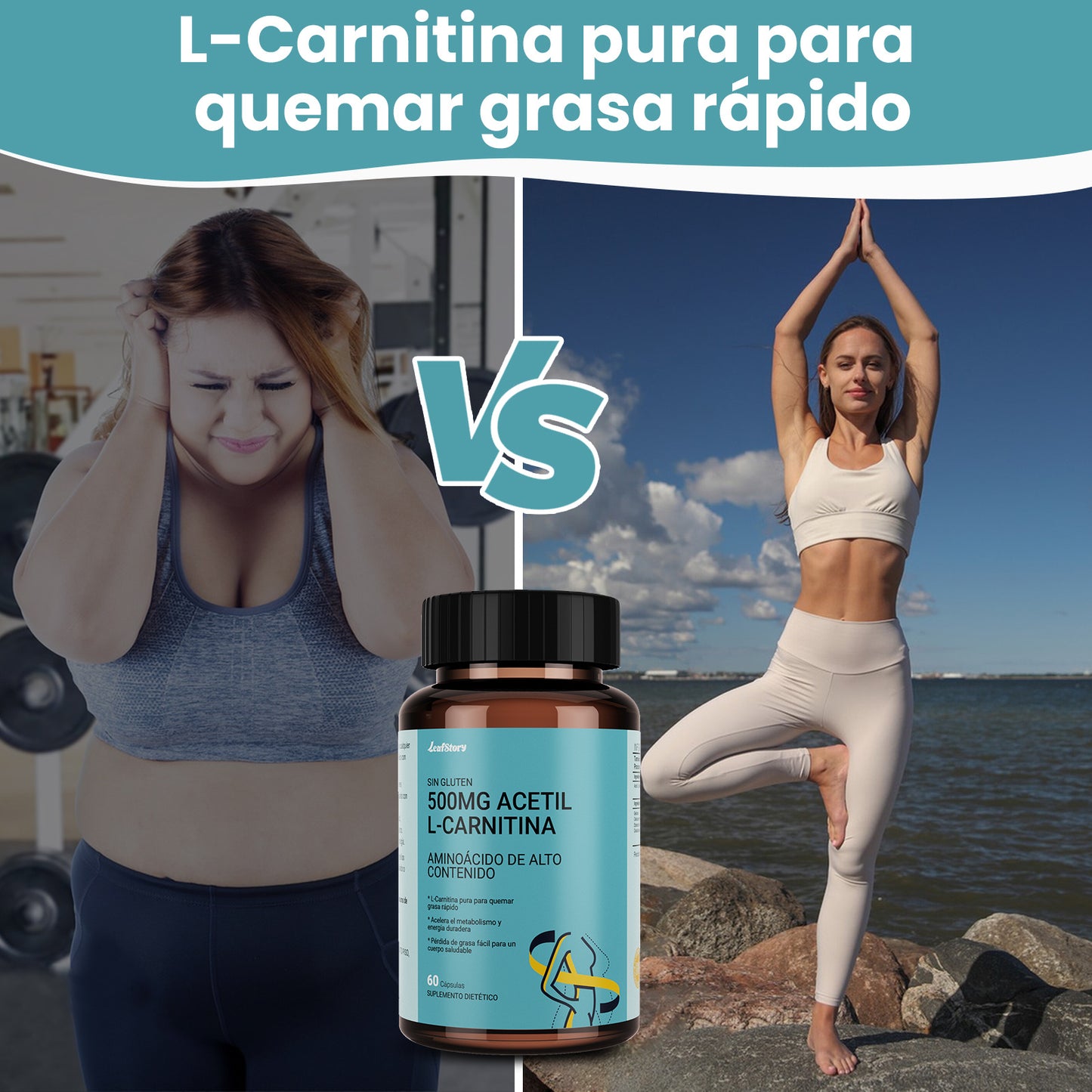 LeafStory Acetyl L-Carnitine 500 mg, High Potency Amino Acid, 60 Capsules