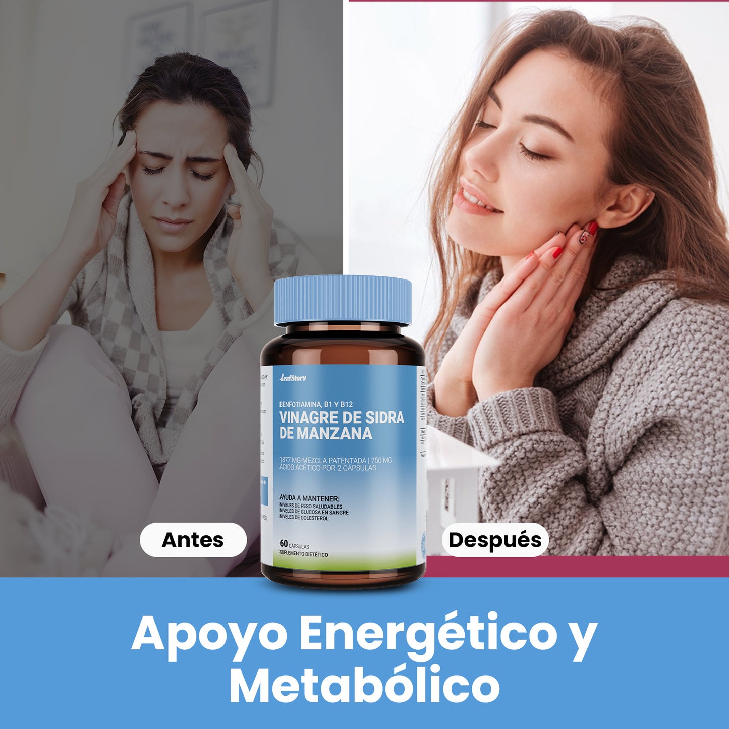 Leafstory Apple Cider Vinegar Capsules with Vitamin D and Zinc - 60 Capsules - Boosts the Immune System