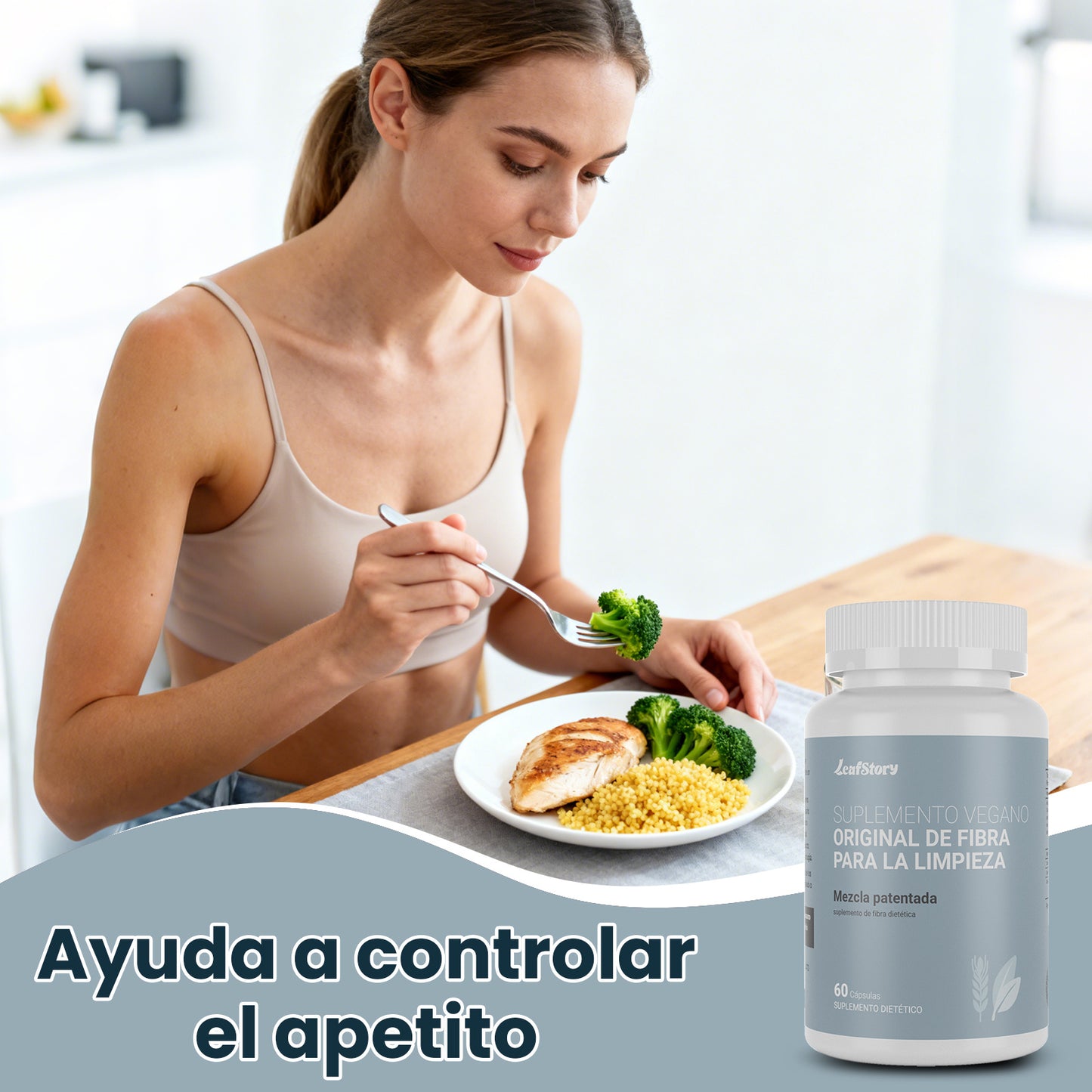 LeafStory Pure for Men - Original Vegan Fiber Supplement for Optimal Cleanse | Helps Promote Digestive Regularity | Psyllium Husk, Chia Seeds, and Flax Seeds | Patented Formula | 60 Vegan Capsules